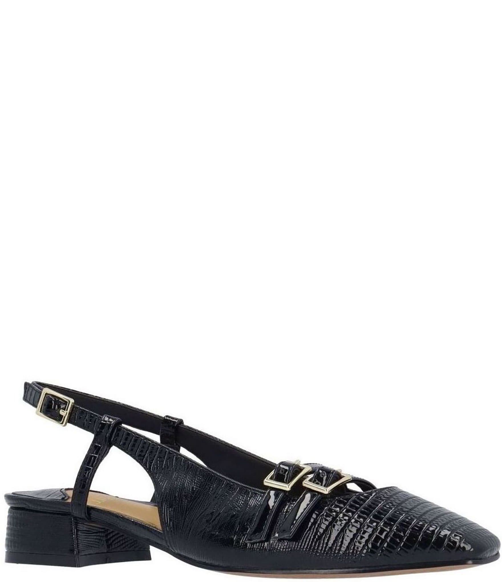 J. Renee Jovana Lizard Embossed Slingback Buckled Mary Jane Pumps
