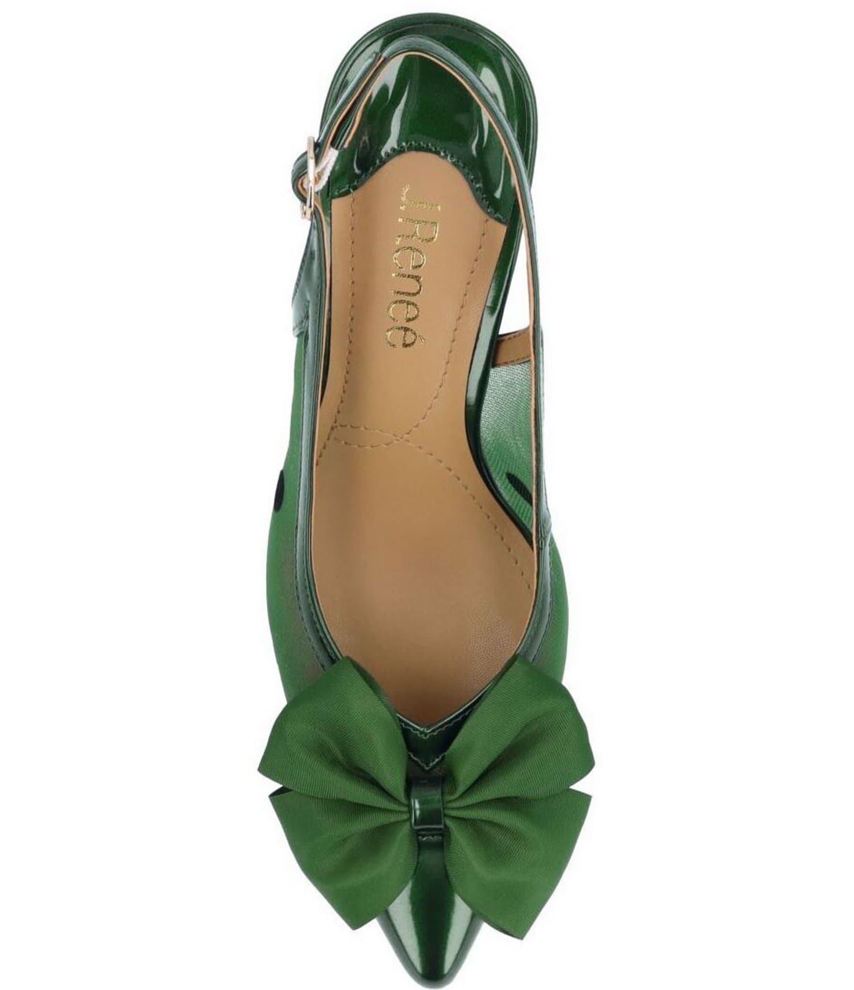 J. Renee Kadence Polka Dot Patent Cap Toe Grosgrain Bow Slingback Pumps