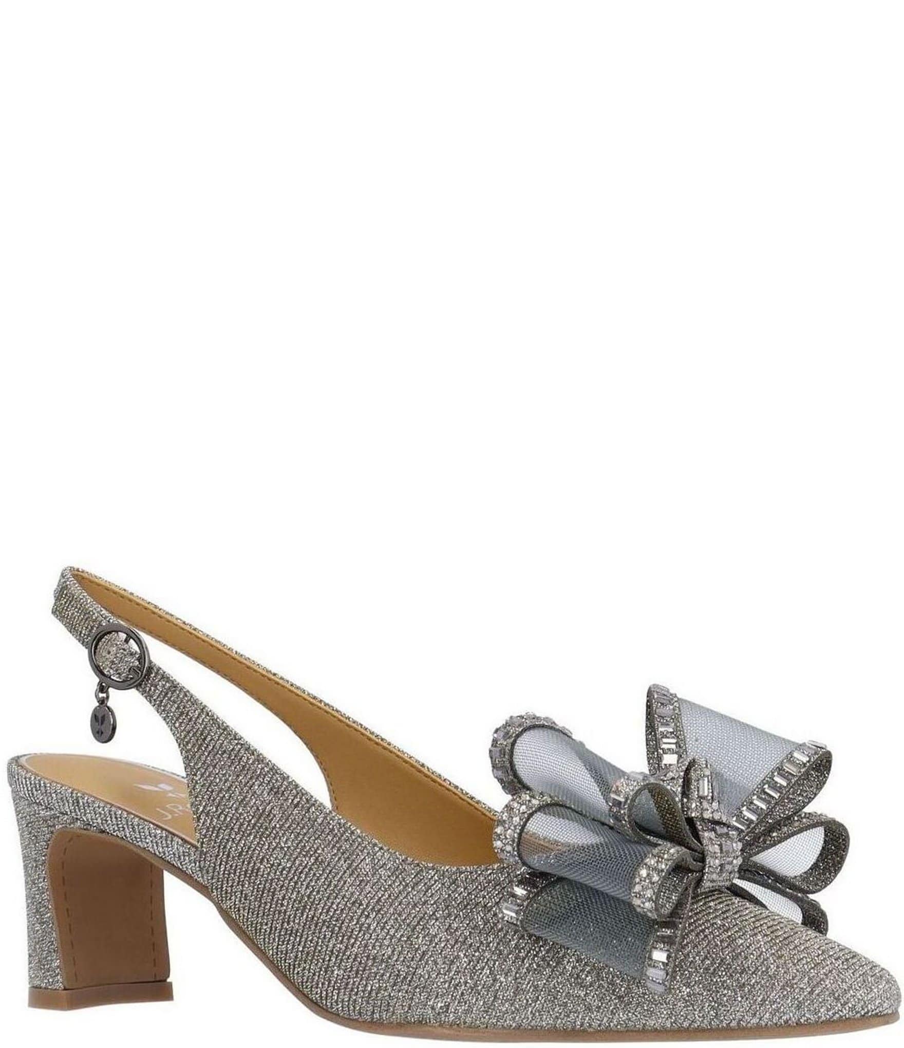 J. Renee Kalindra Glitter Fabric Slingback Bow Pumps
