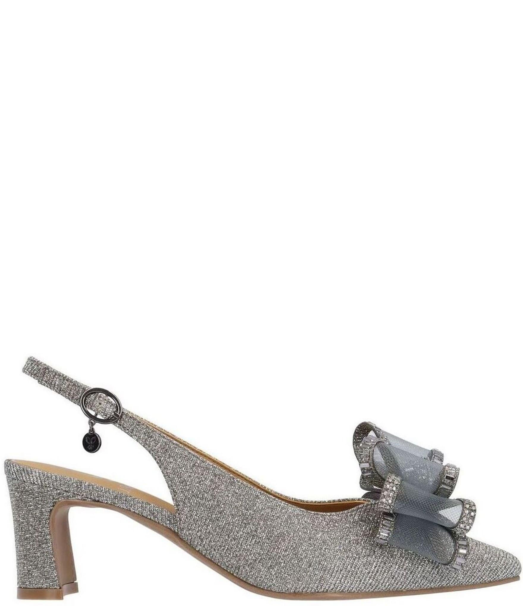 J. Renee Kalindra Glitter Fabric Slingback Bow Pumps