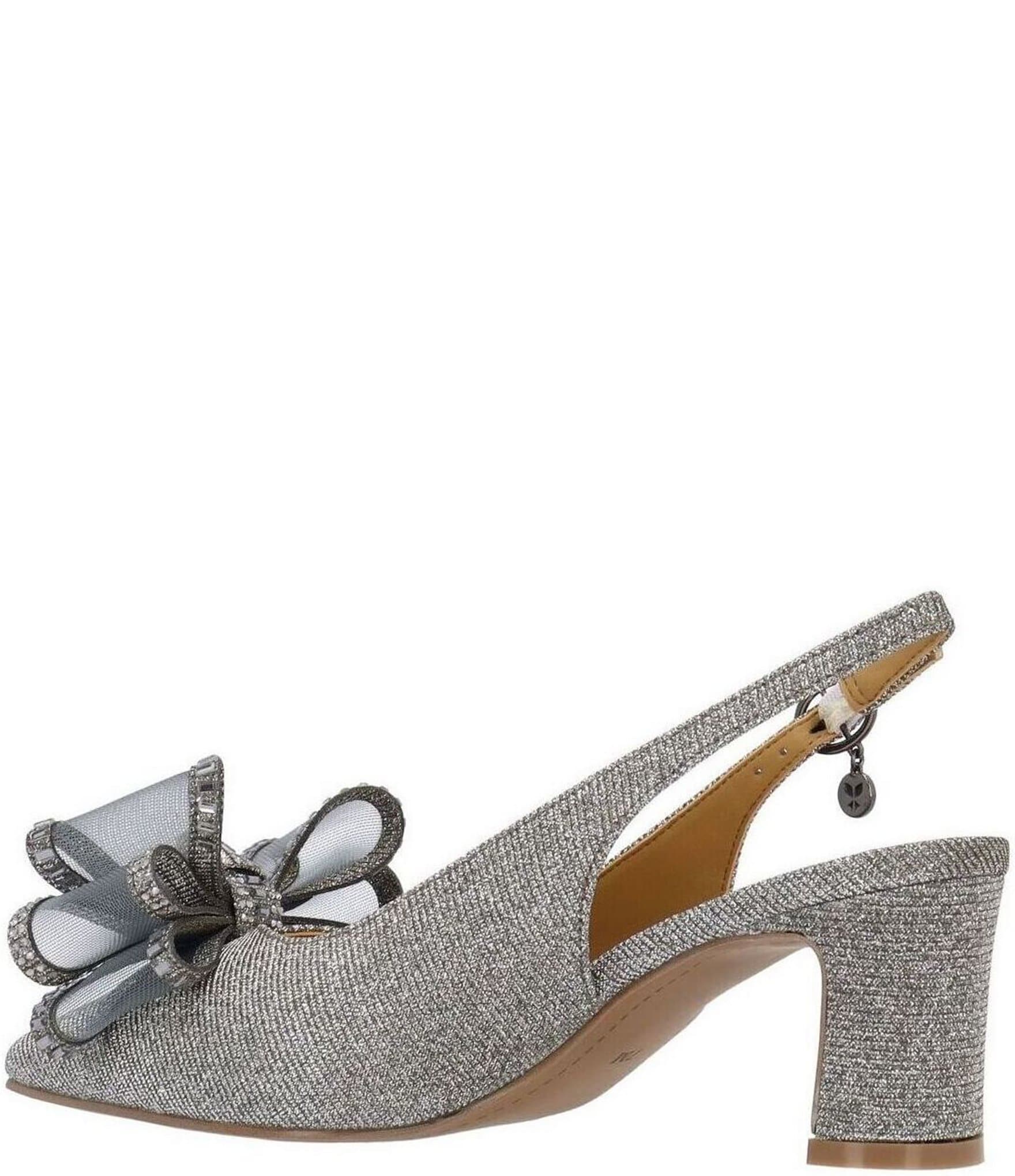 J. Renee Kalindra Glitter Fabric Slingback Bow Pumps