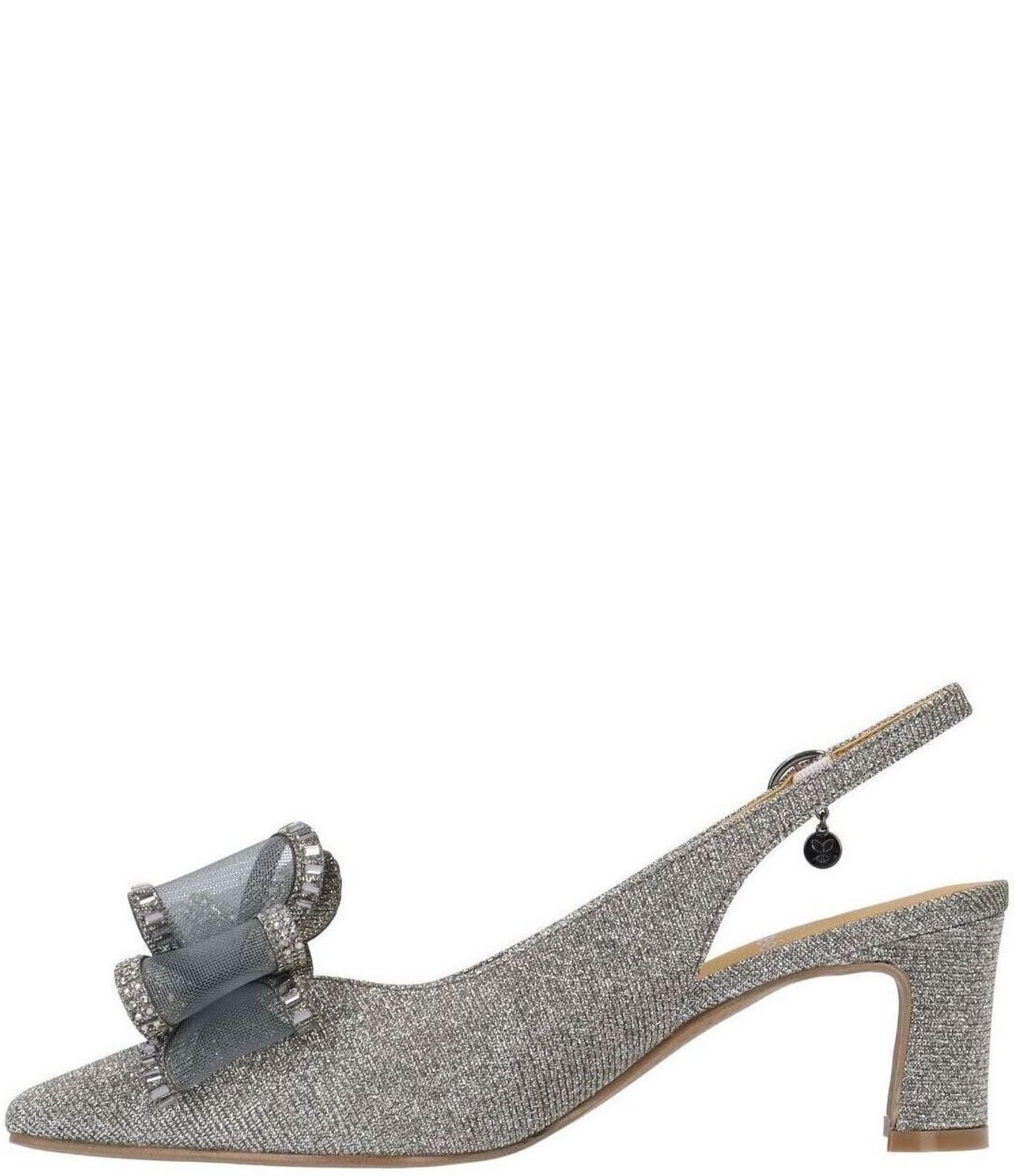 J. Renee Kalindra Glitter Fabric Slingback Bow Pumps