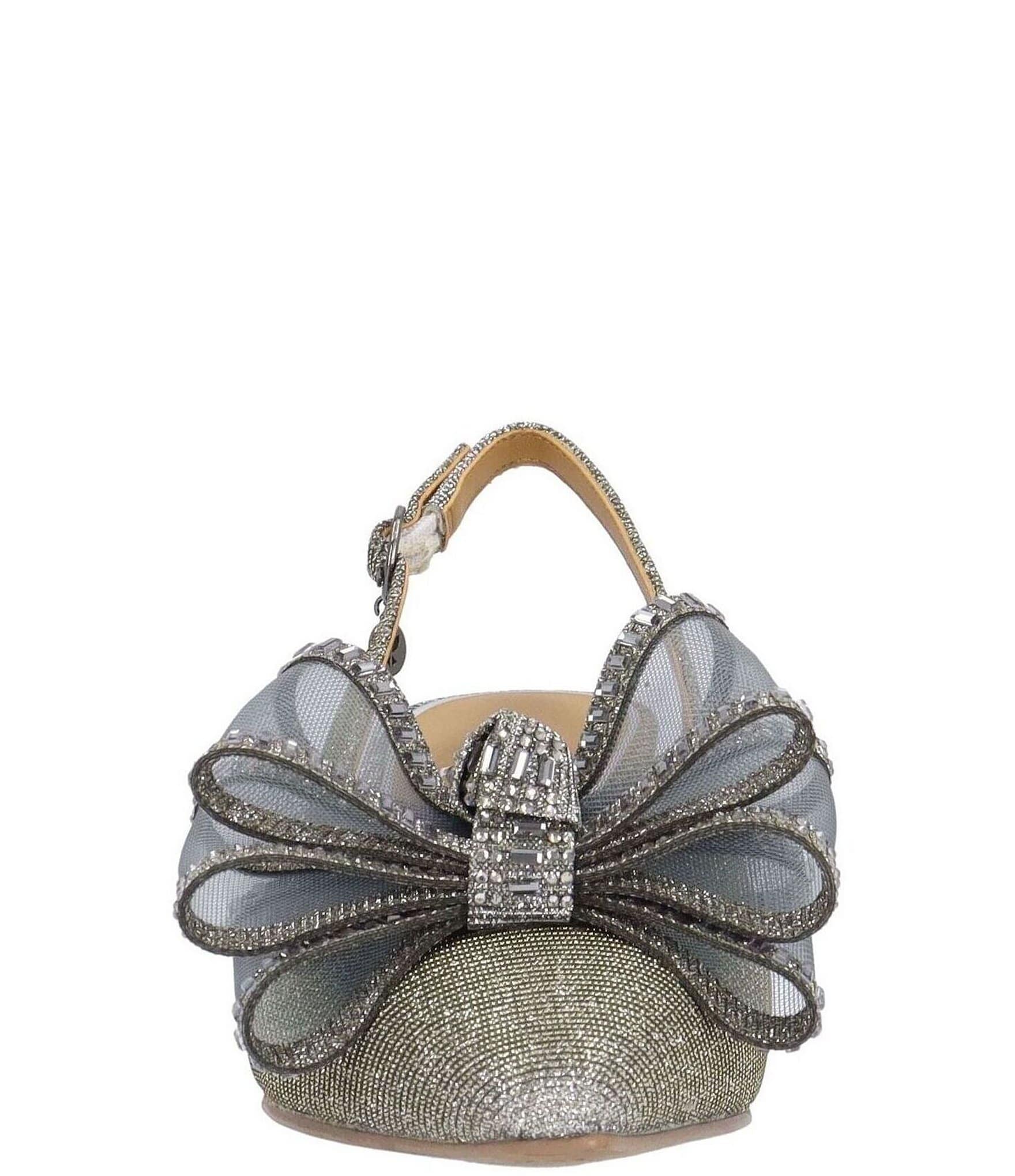 J. Renee Kalindra Glitter Fabric Slingback Bow Pumps