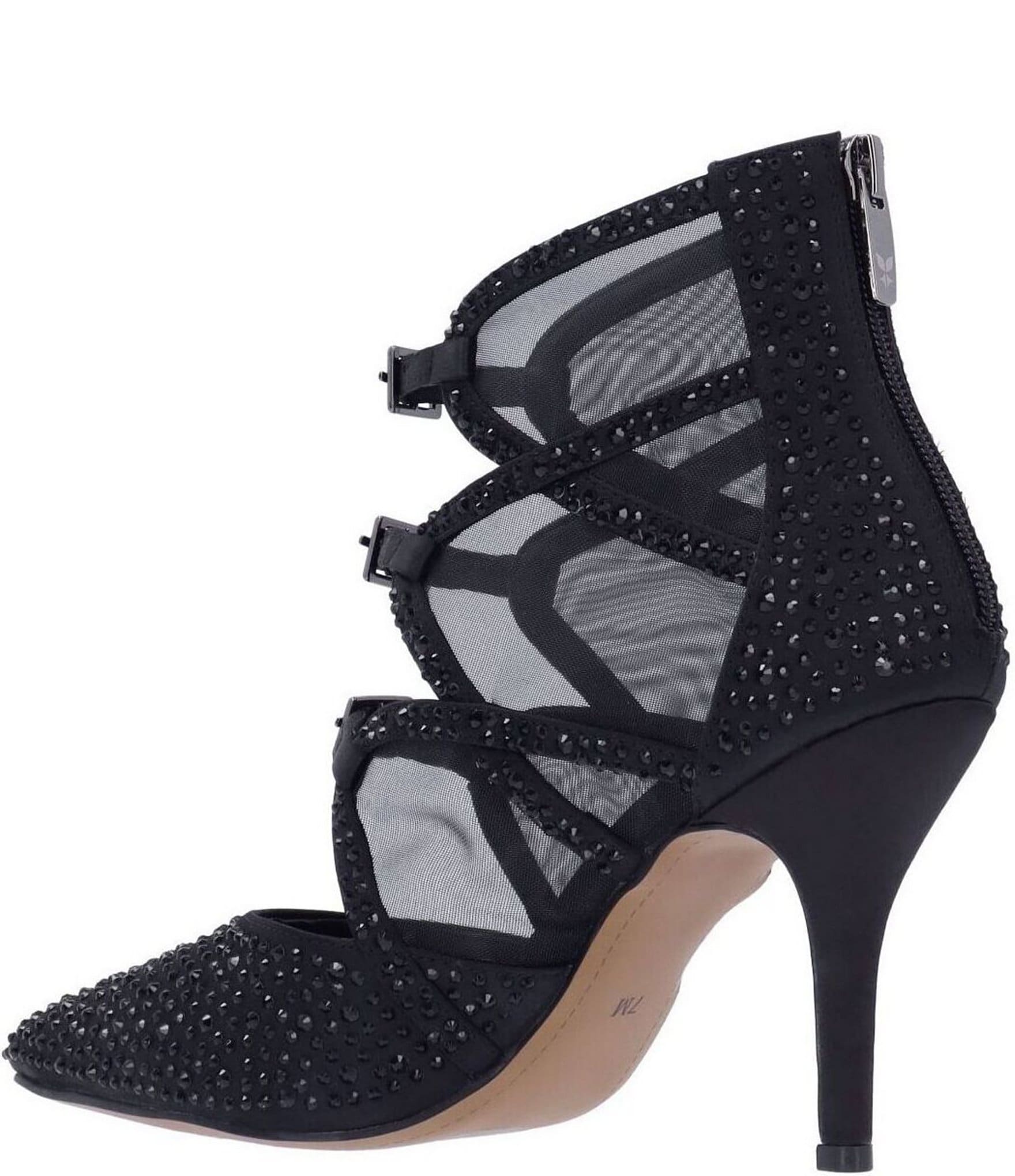 J. Renee Katari Rhinestone Embellished Satin Mesh Shootie Pumps