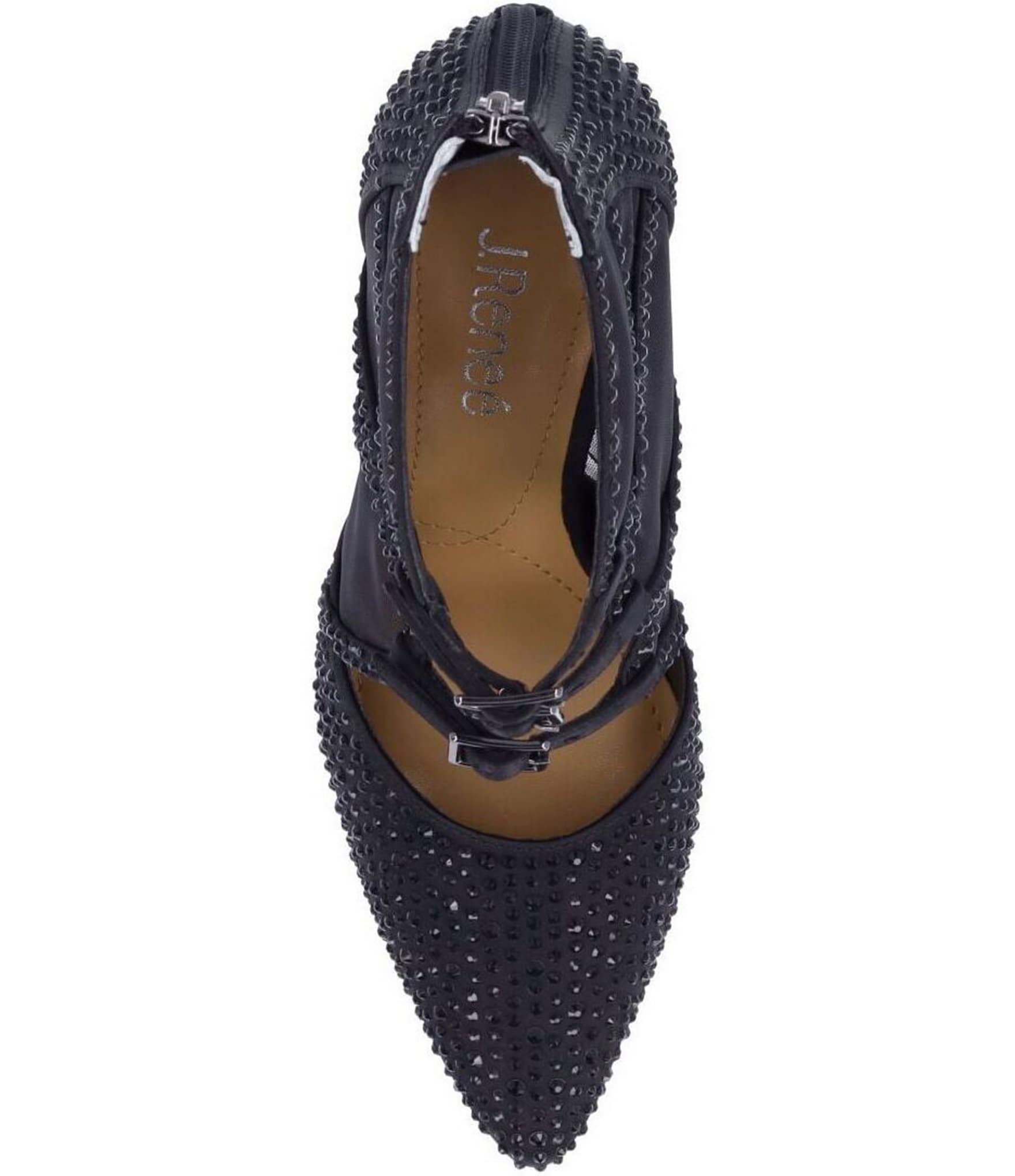 J. Renee Katari Rhinestone Embellished Satin Mesh Shootie Pumps