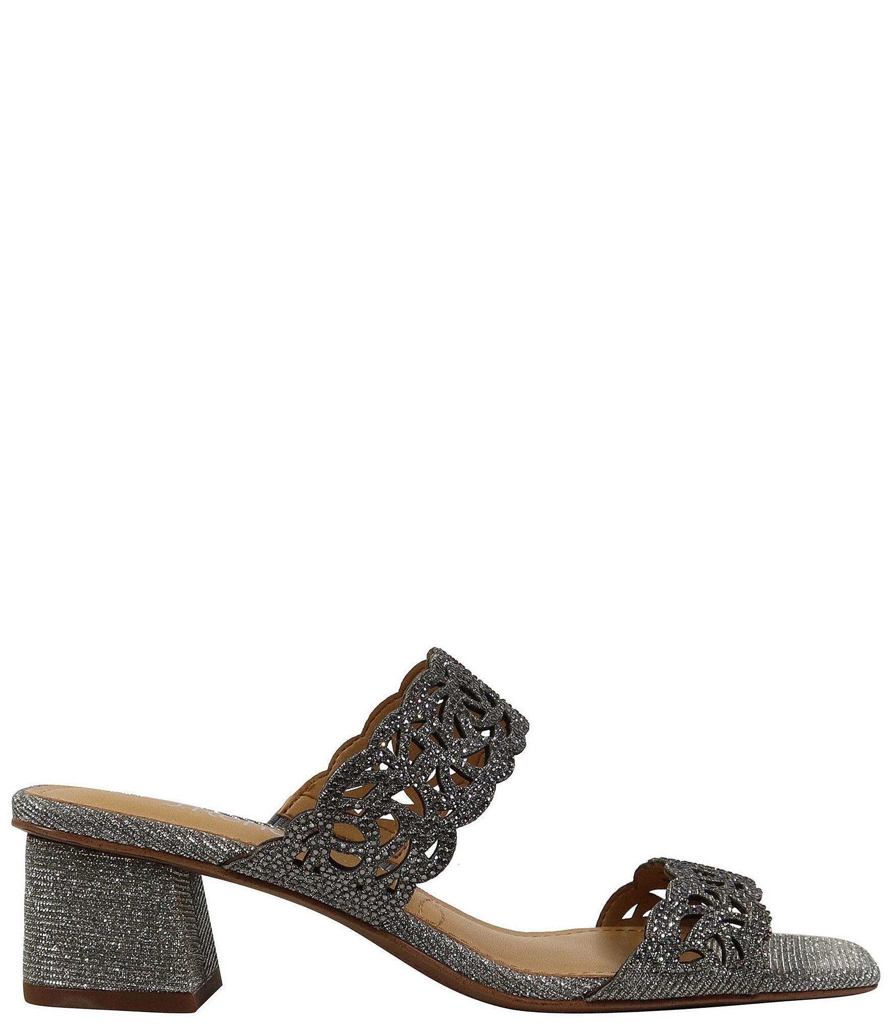 J. Renee Keetana Glitter Fabric Rhinestone Embellished Dress Slide Sandals