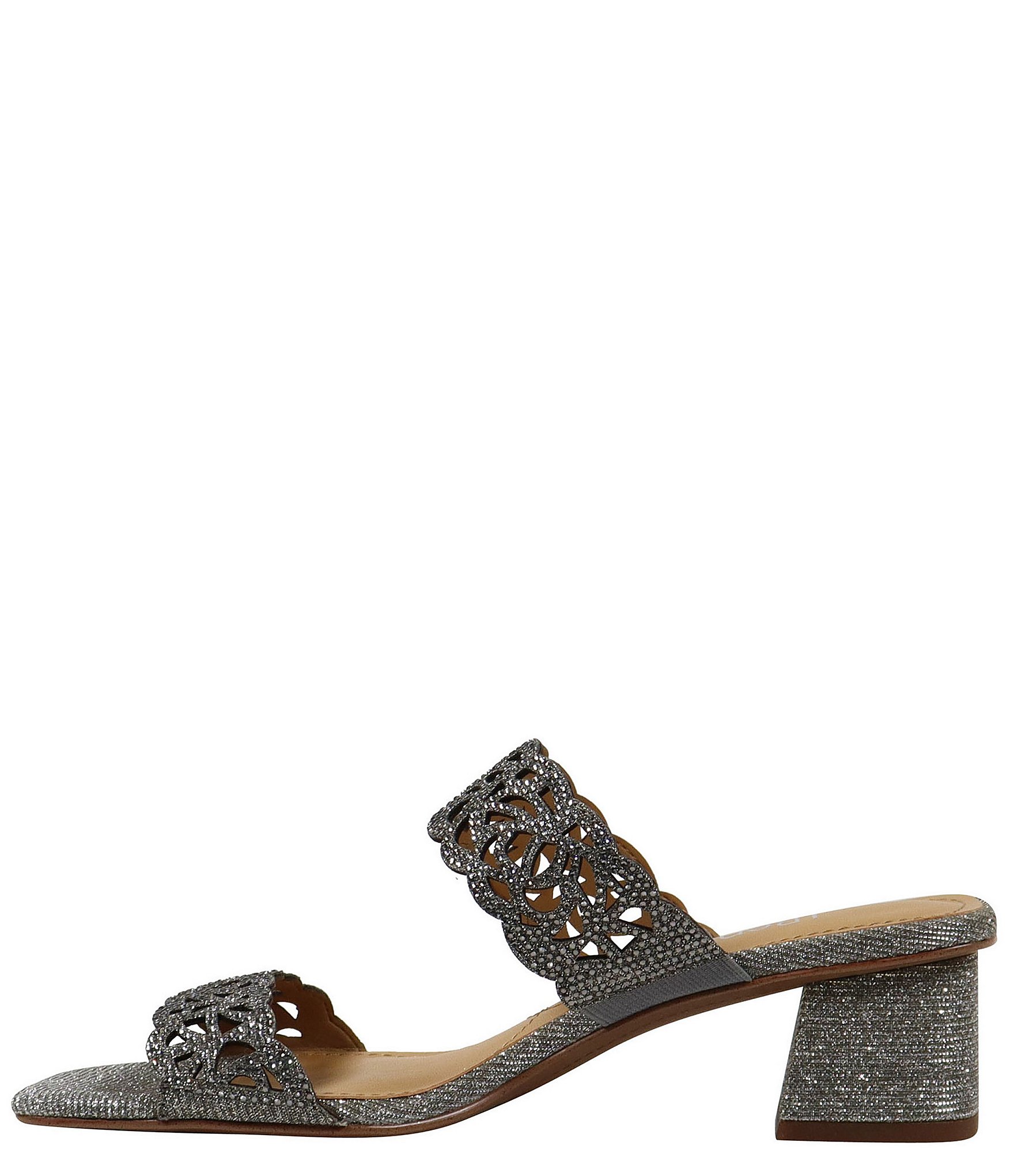 J. Renee Keetana Glitter Fabric Rhinestone Embellished Dress Slide Sandals