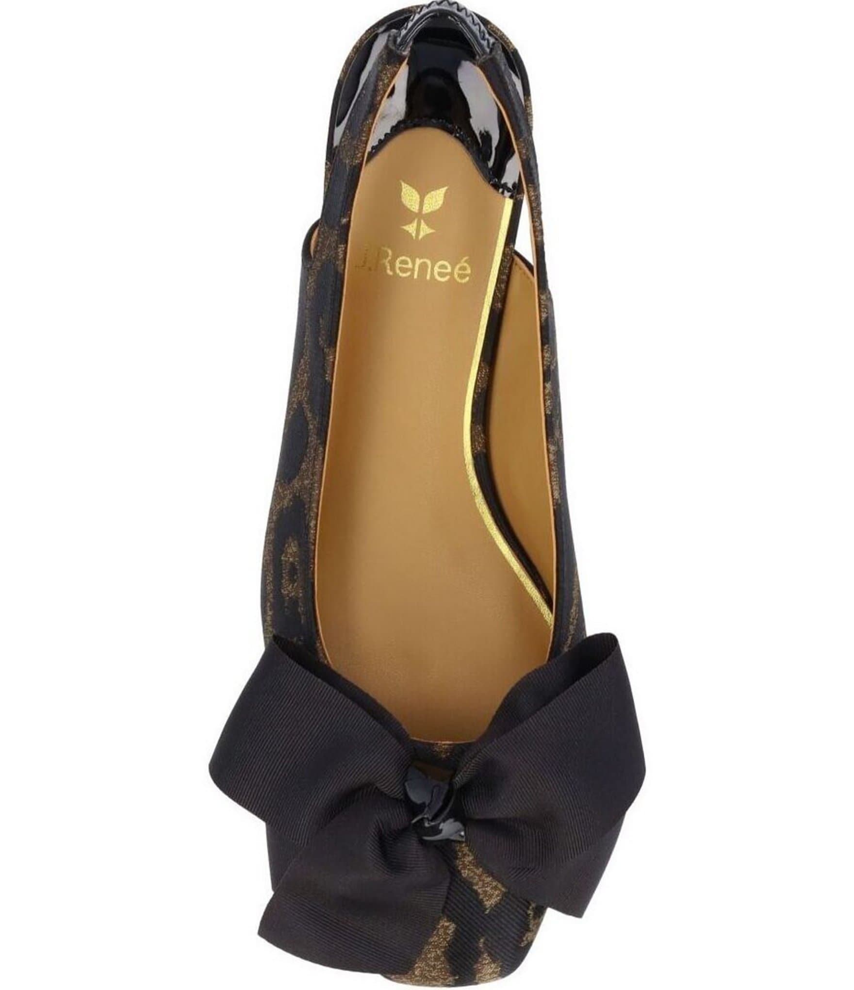 J. Renee Lazule Leopard Print Slingback Block Heel Bow Pumps