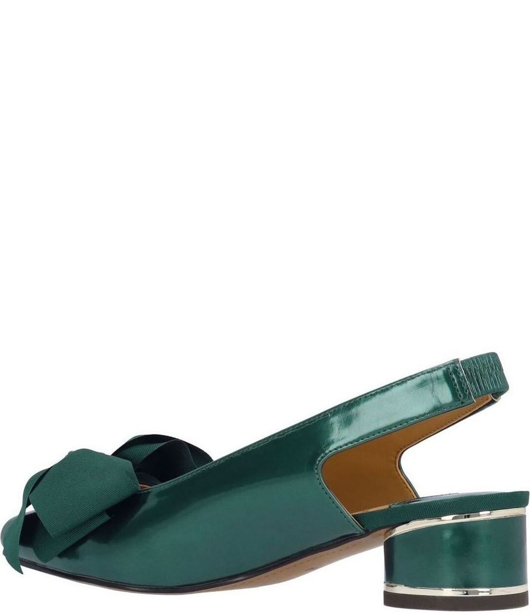 J. Renee Lazule Patent Grosgrain Bow Sling Pumps