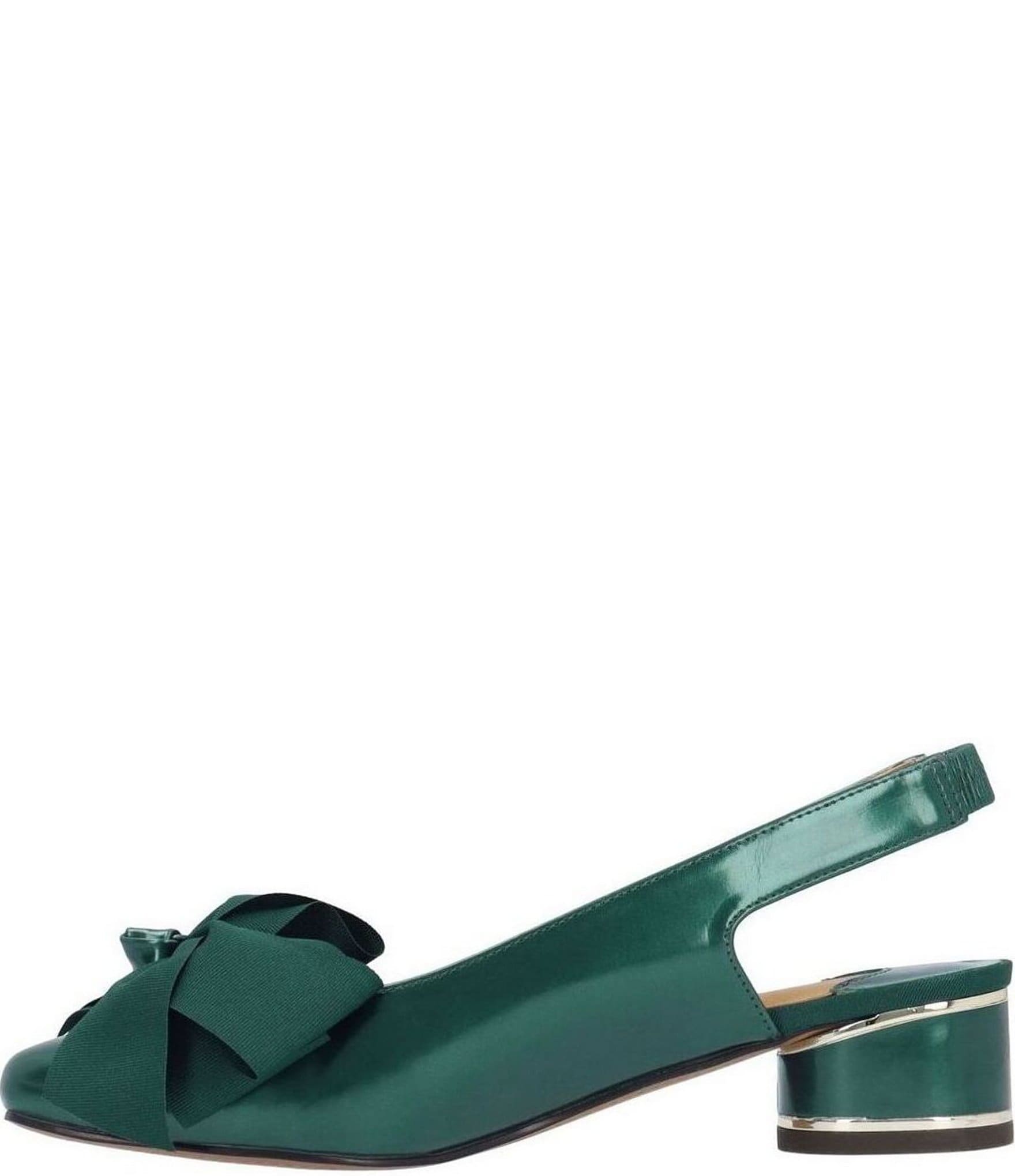 J. Renee Lazule Patent Grosgrain Bow Sling Pumps