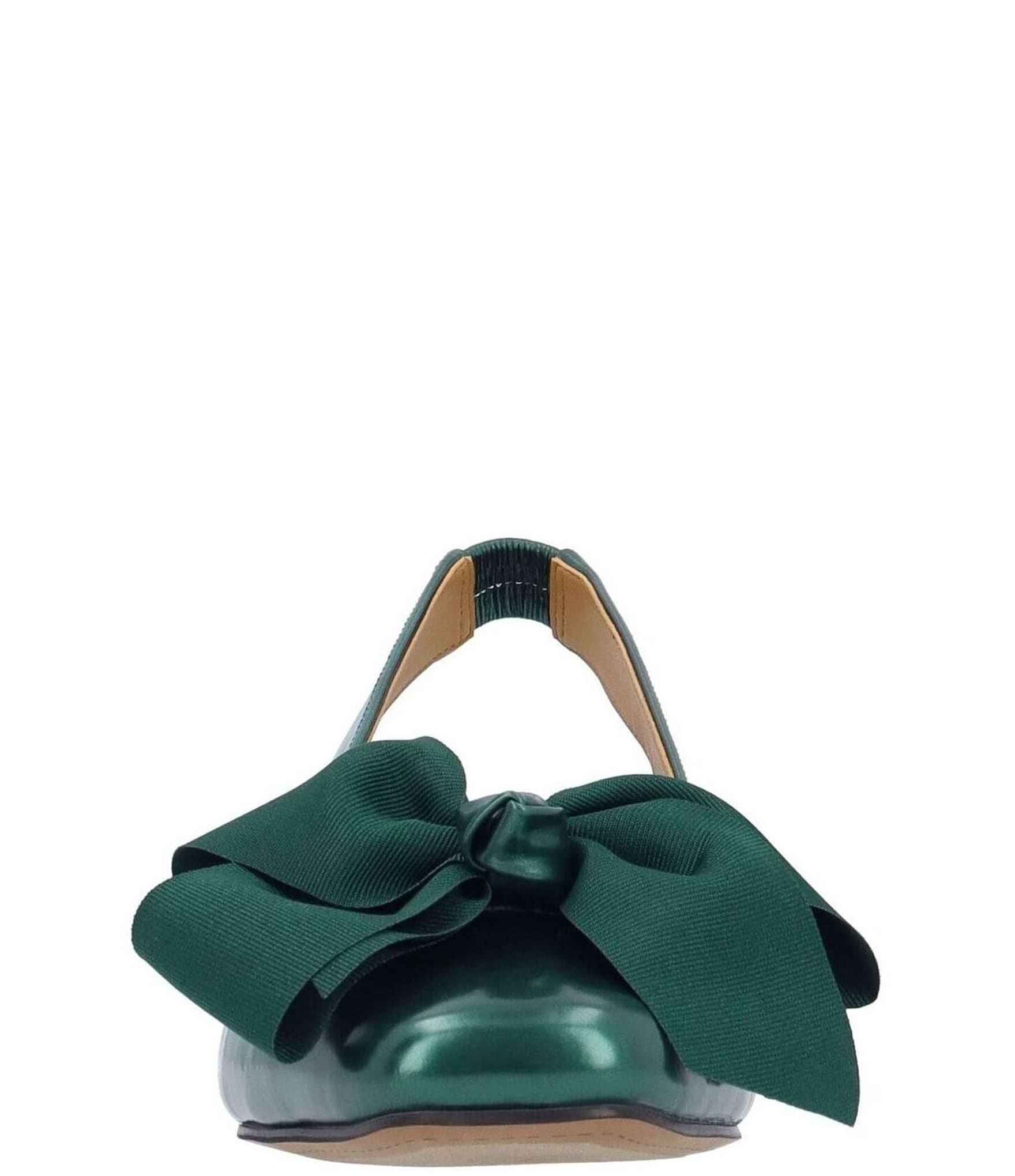 J. Renee Lazule Patent Grosgrain Bow Sling Pumps
