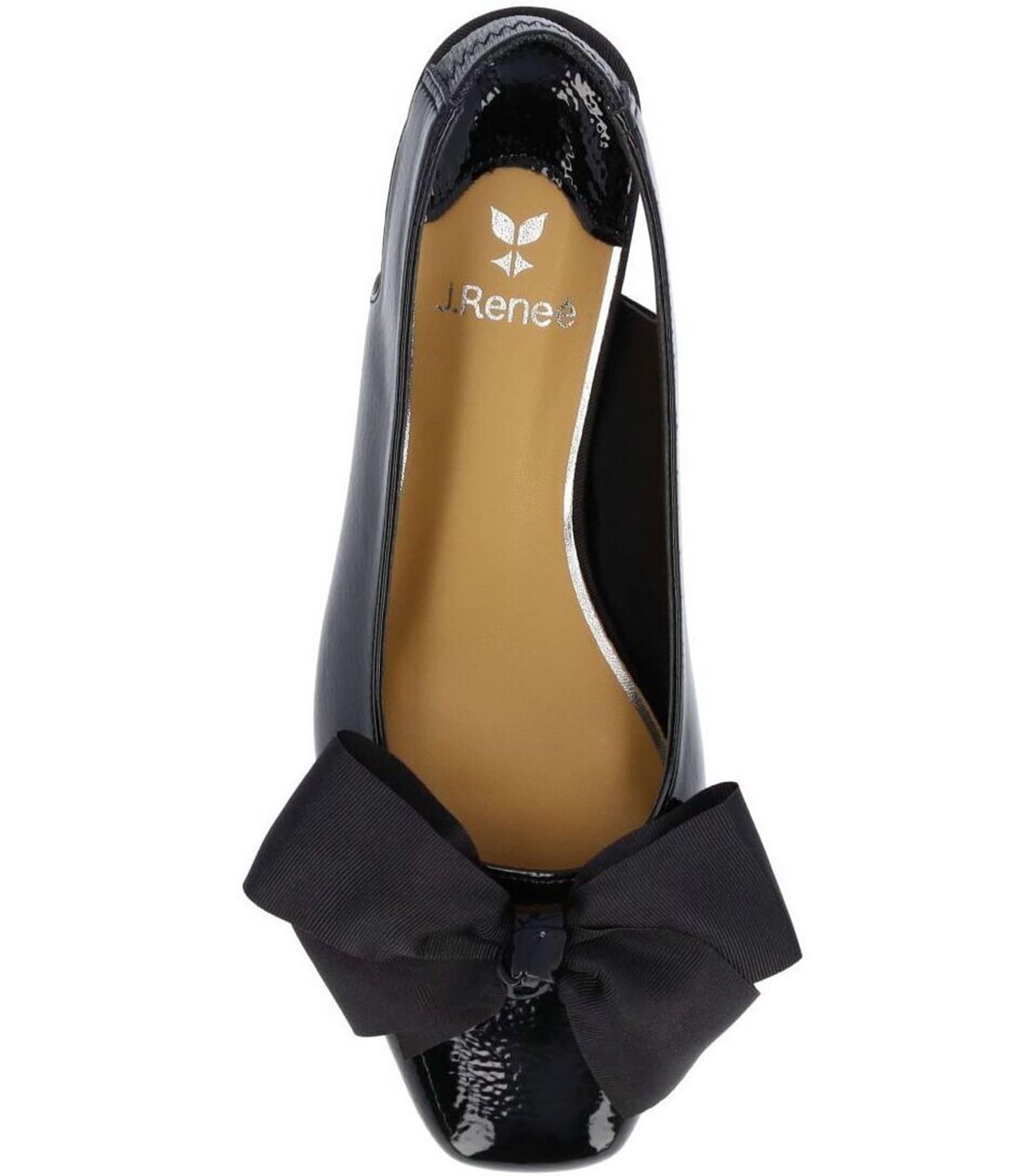 J. Renee Lazule Patent Grosgrain Bow Sling Pumps