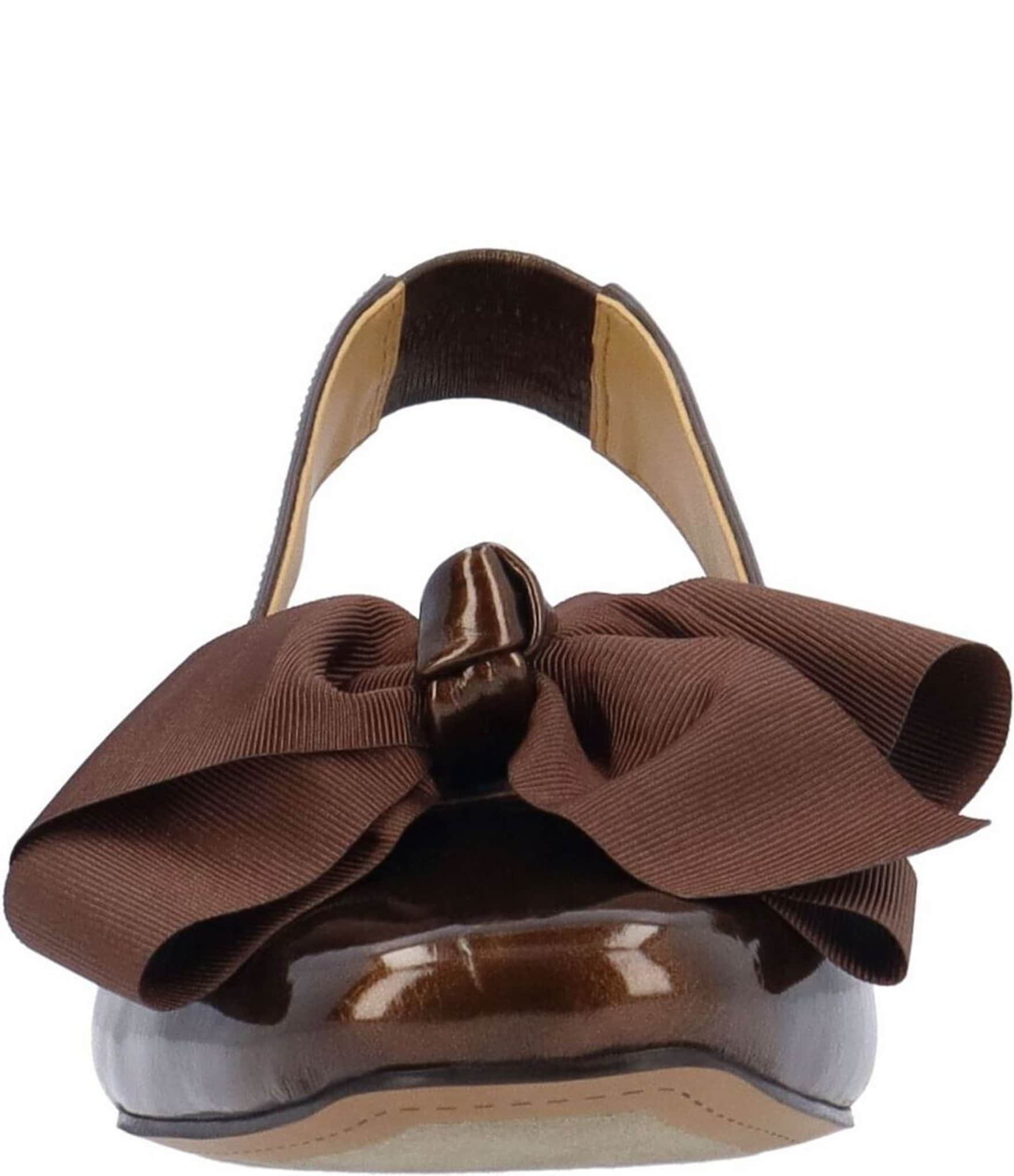 J. Renee Lazule Patent Grosgrain Bow Sling Pumps