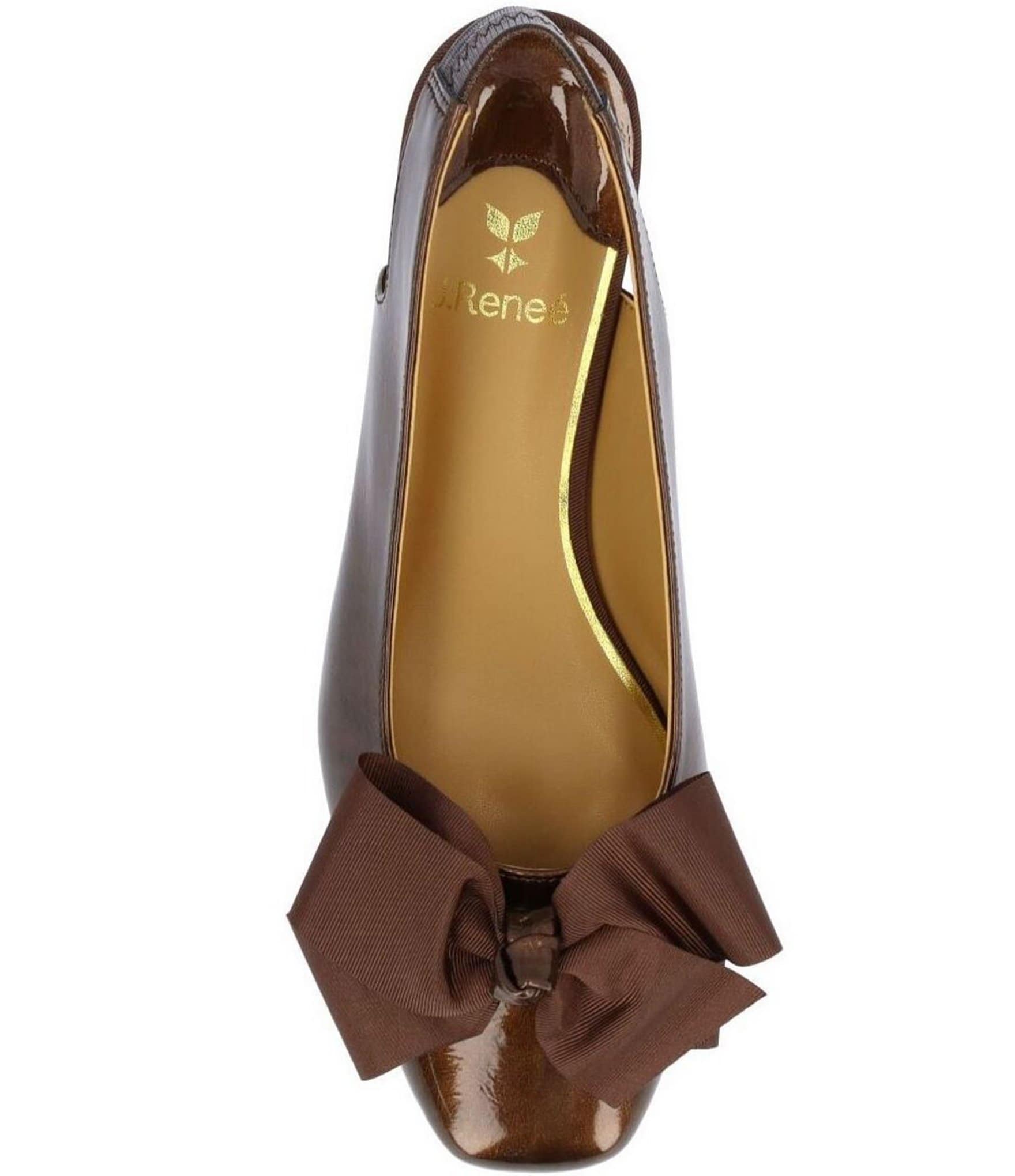 J. Renee Lazule Patent Grosgrain Bow Sling Pumps