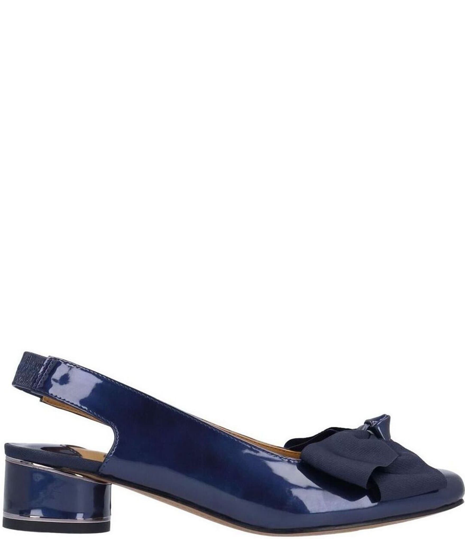 J. Renee Lazule Patent Grosgrain Bow Sling Pumps