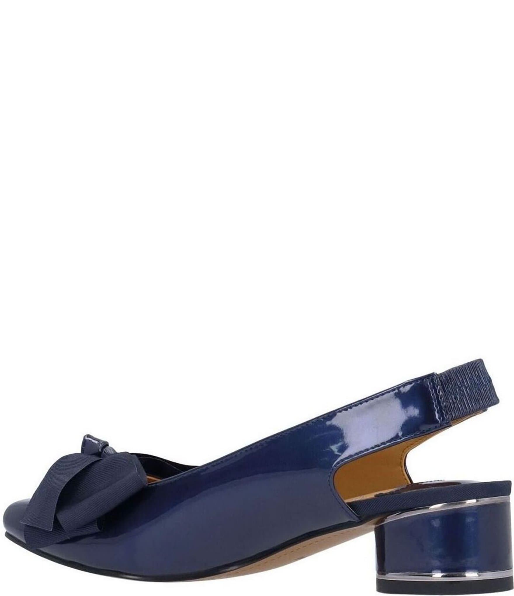 J. Renee Lazule Patent Grosgrain Bow Sling Pumps