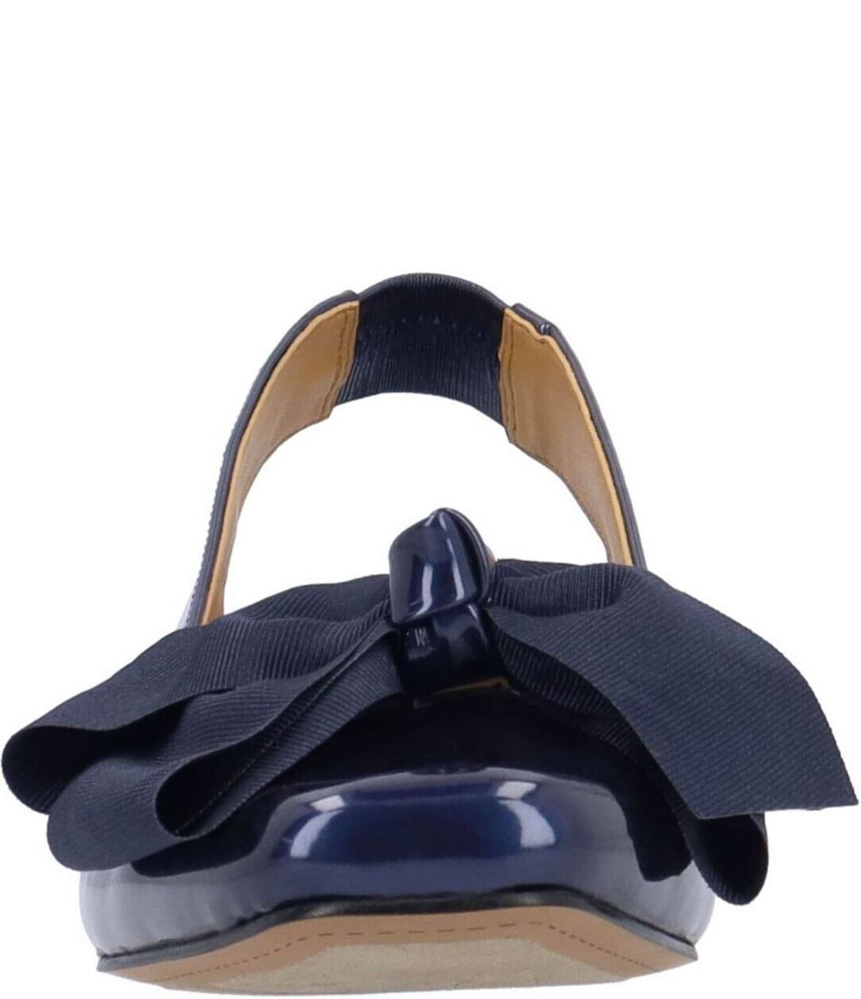 J. Renee Lazule Patent Grosgrain Bow Sling Pumps