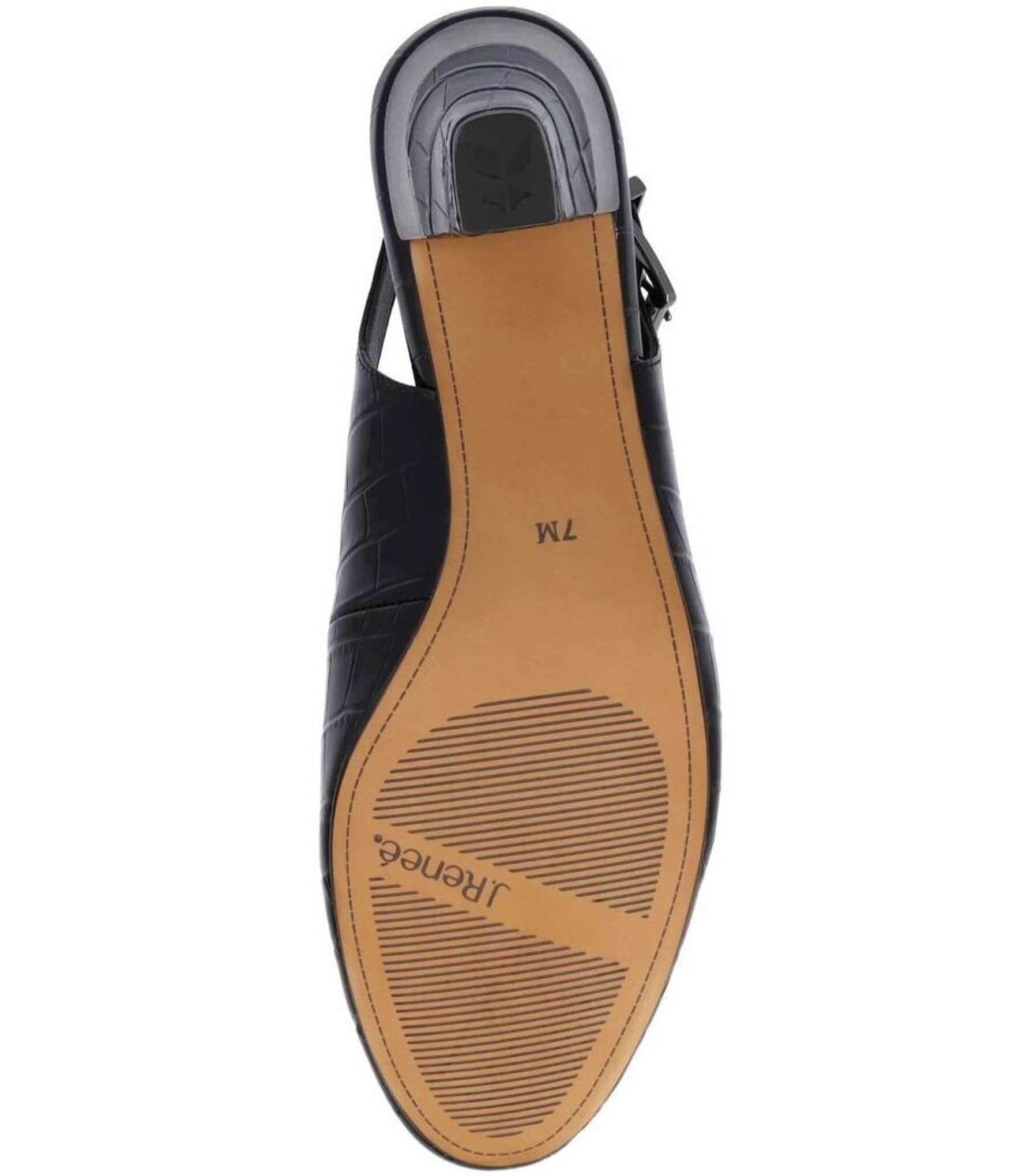 J. Renee Malree Croco Embossed Patent Slingback Pumps