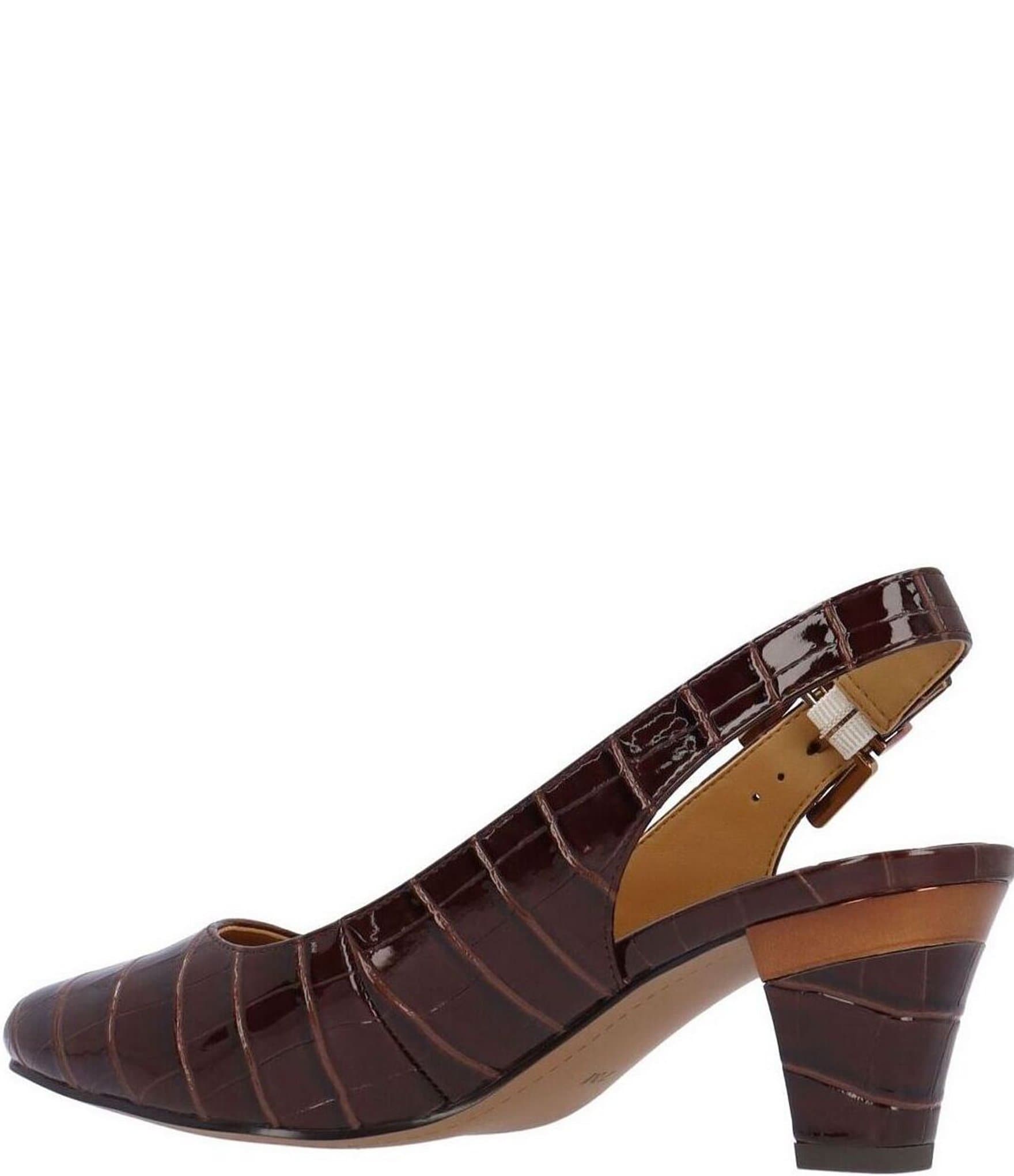 J. Renee Malree Croco Embossed Patent Slingback Pumps