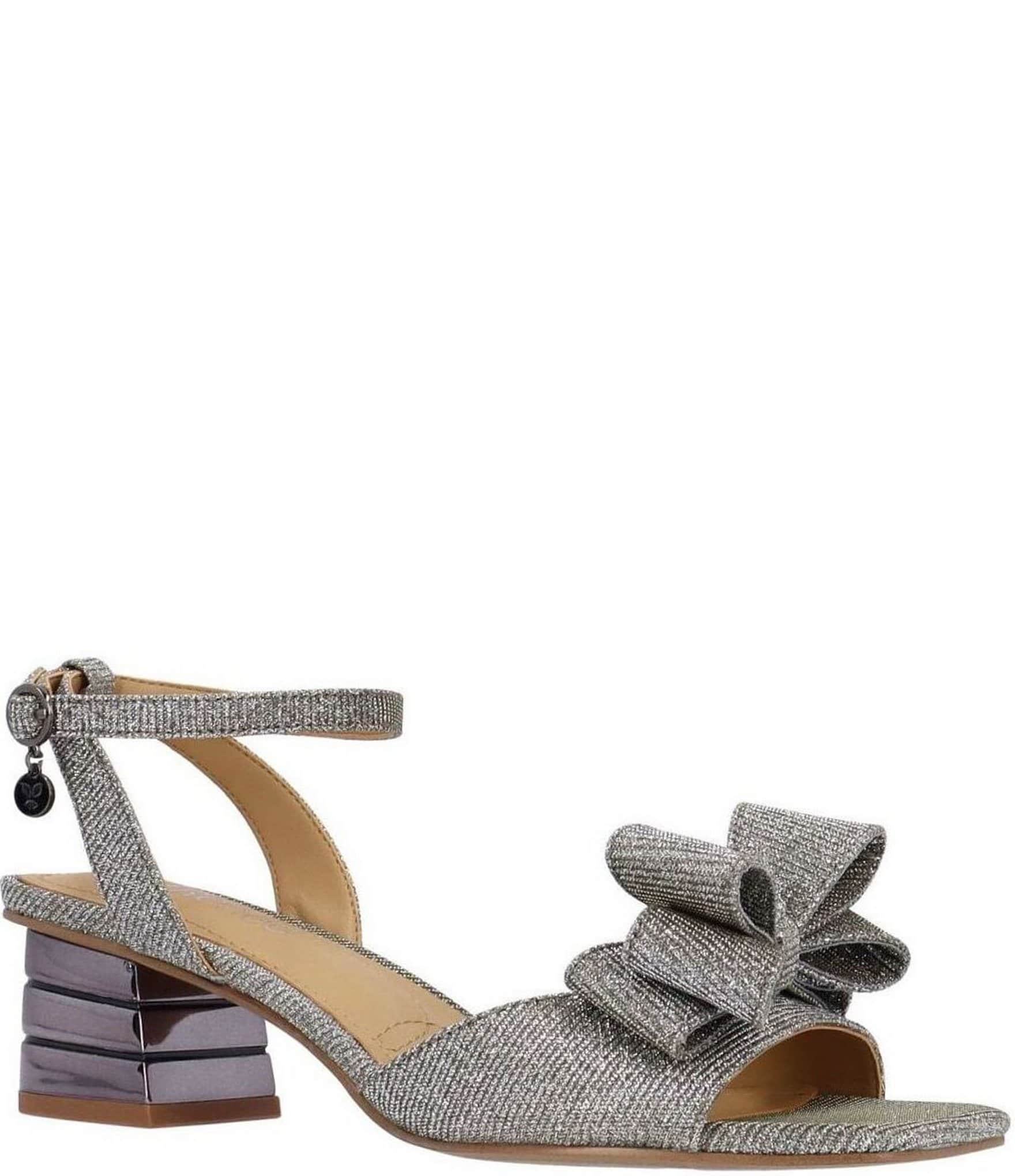 J. Renee Novela Glitter Fabric Bow Dress Sandals