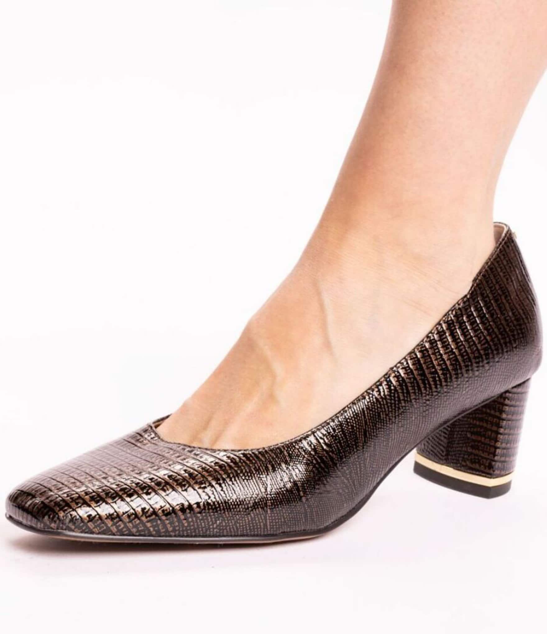 J. Renee Olivienne Patent Lizard Embossed Pumps