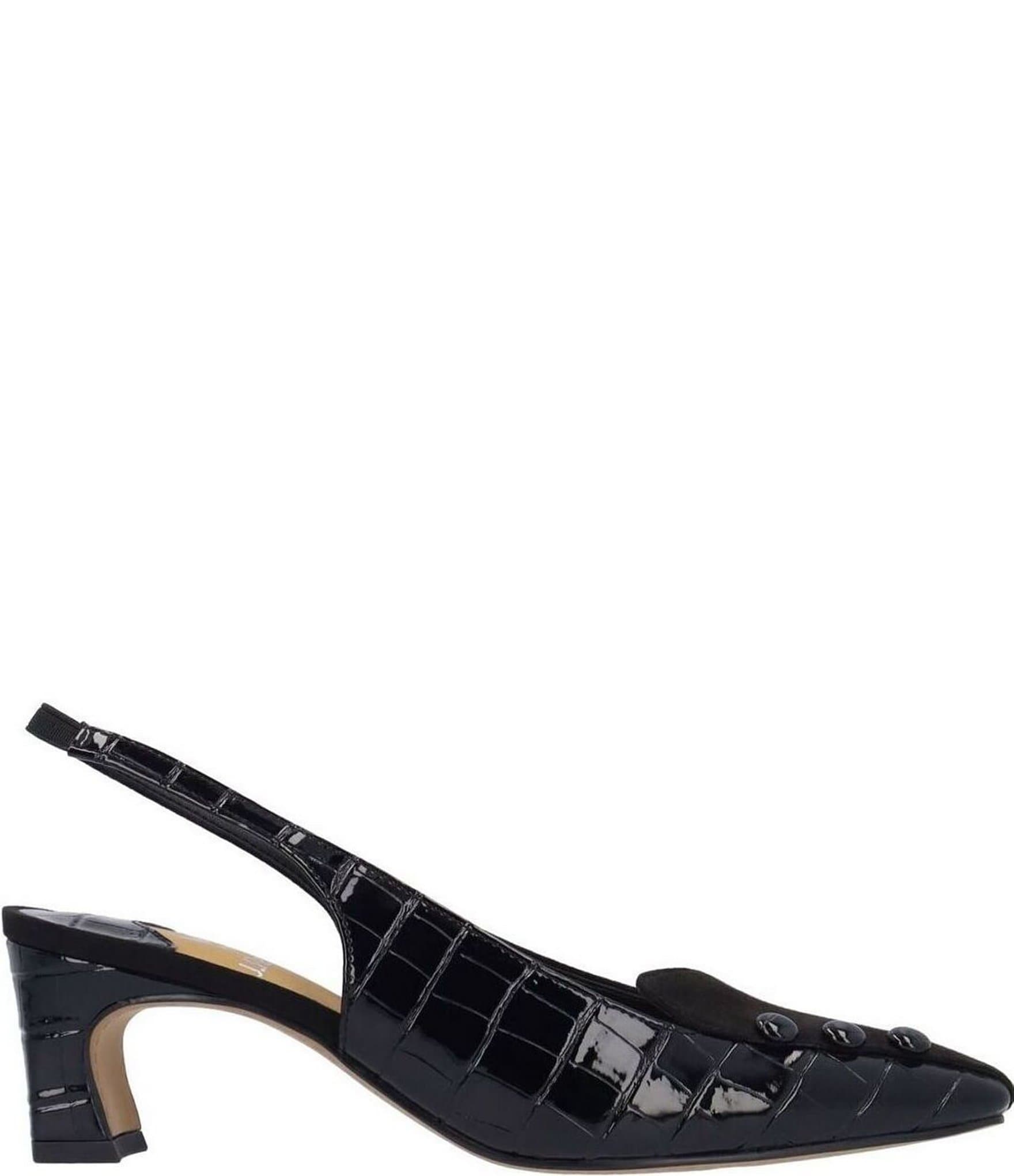 J. Renee Palora Croco Embossed 3-Button Slingback Pumps