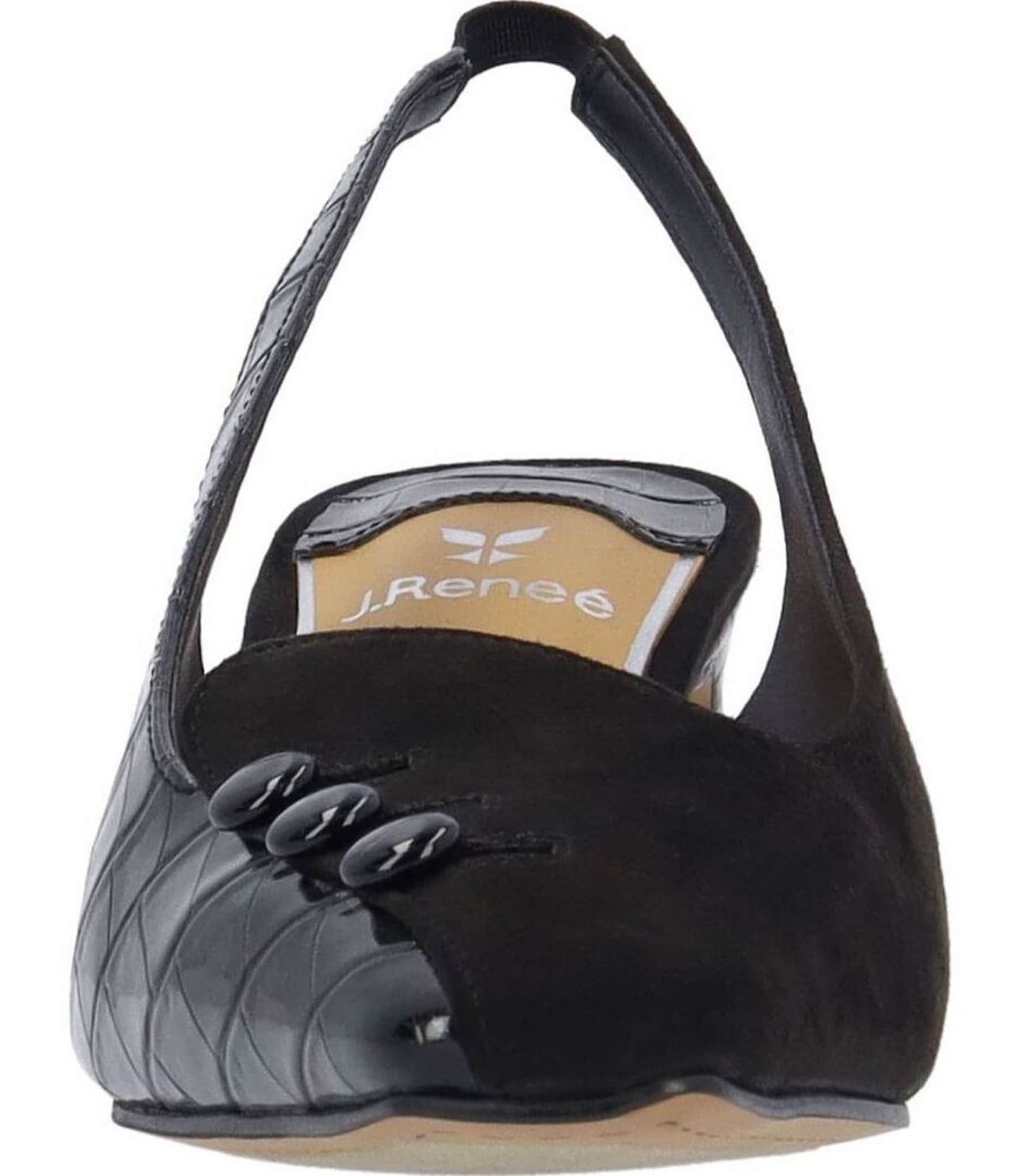 J. Renee Palora Croco Embossed 3-Button Slingback Pumps