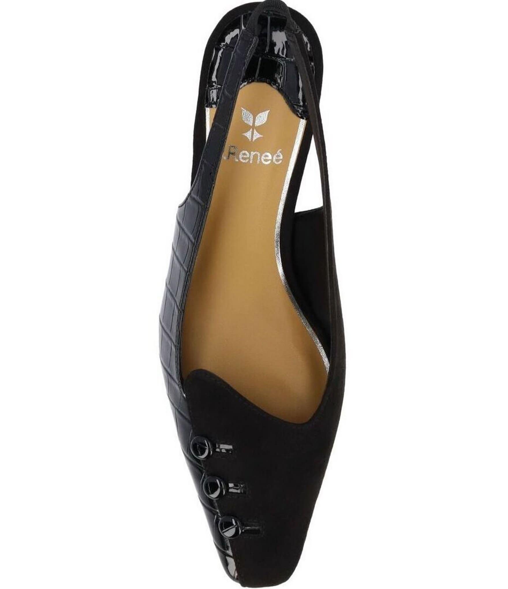 J. Renee Palora Croco Embossed 3-Button Slingback Pumps