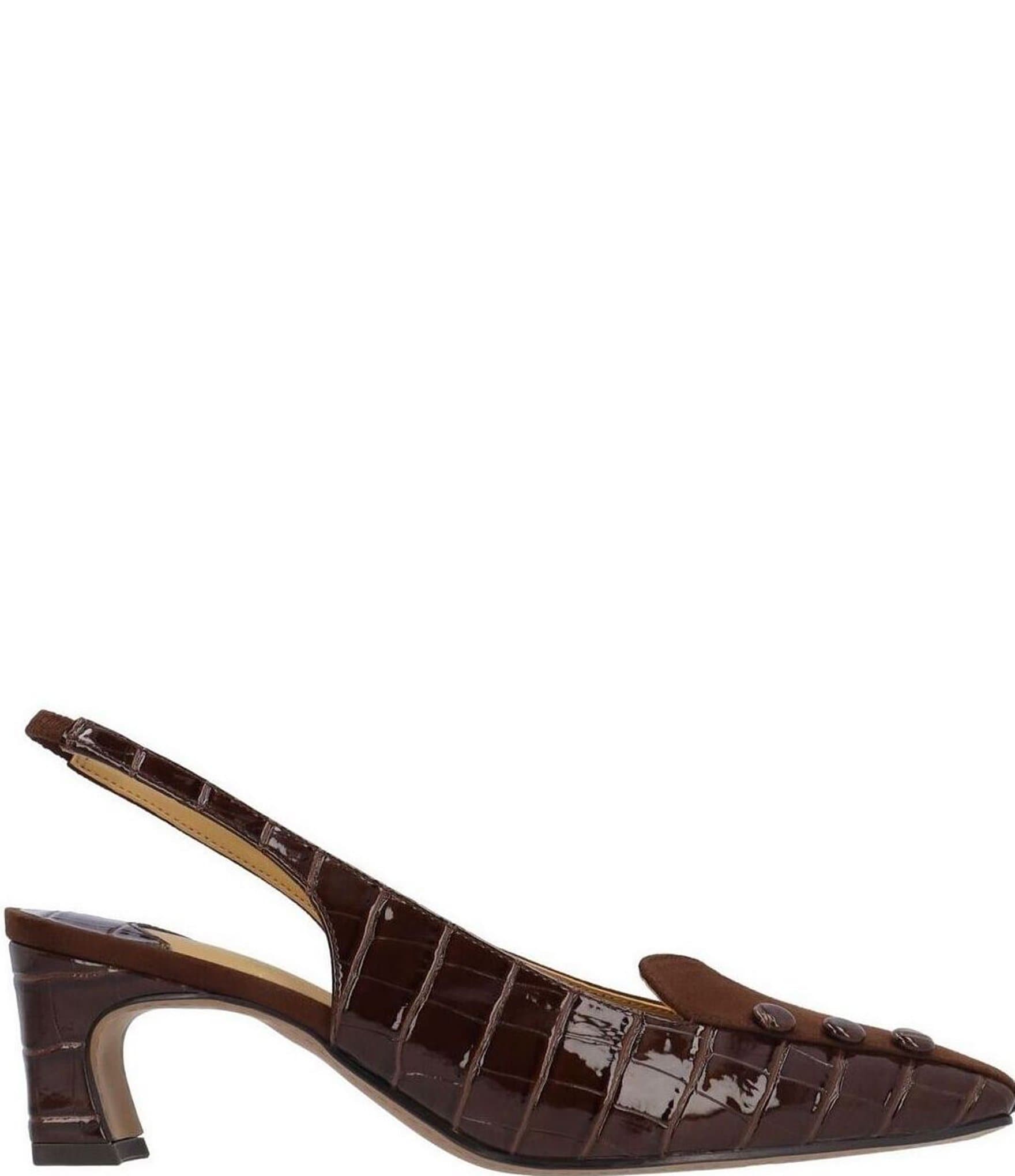 J. Renee Palora Croco Embossed 3-Button Slingback Pumps
