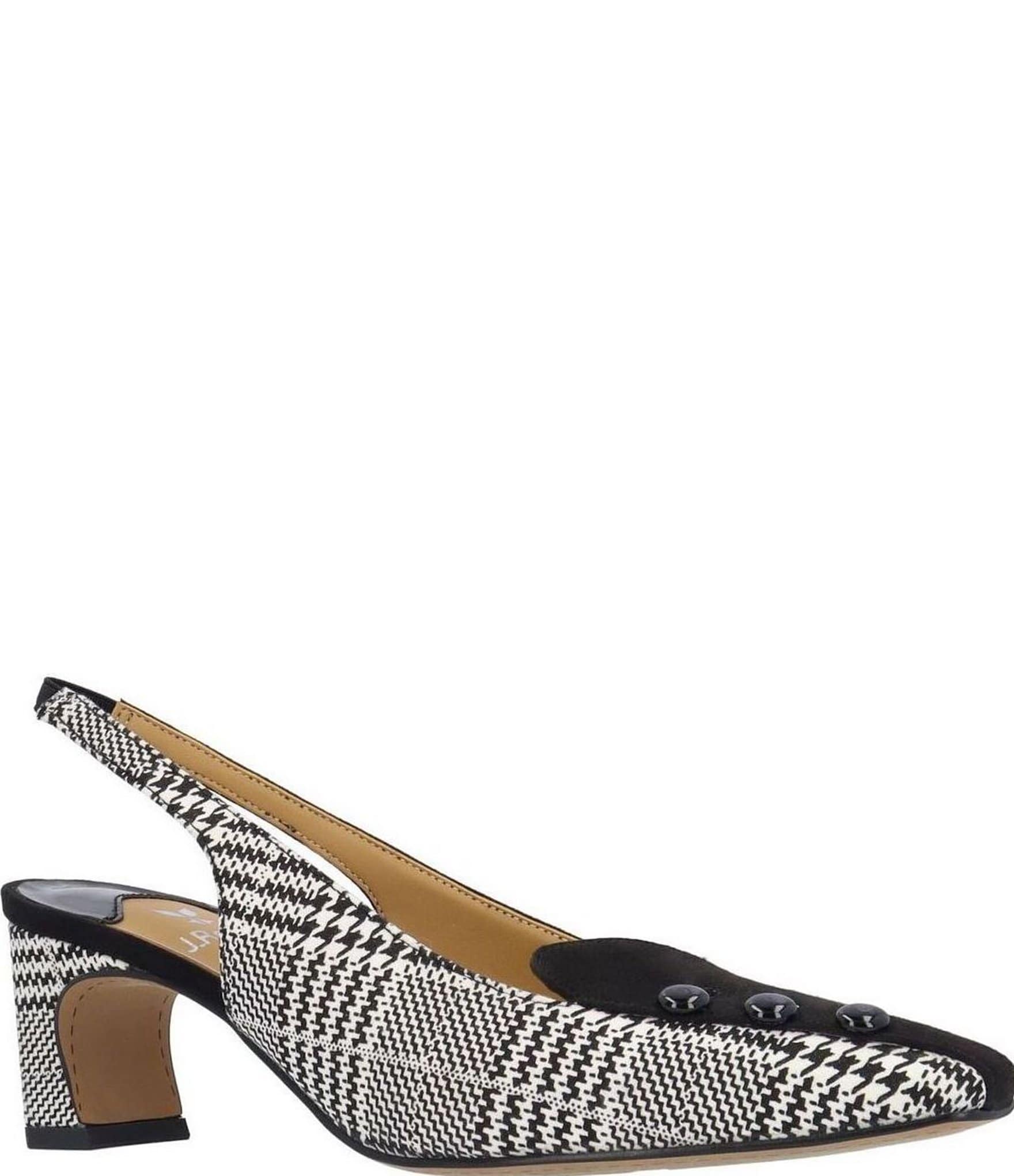 J. Renee Palora Houndstooth Plaid 3-Button Slingback Pumps