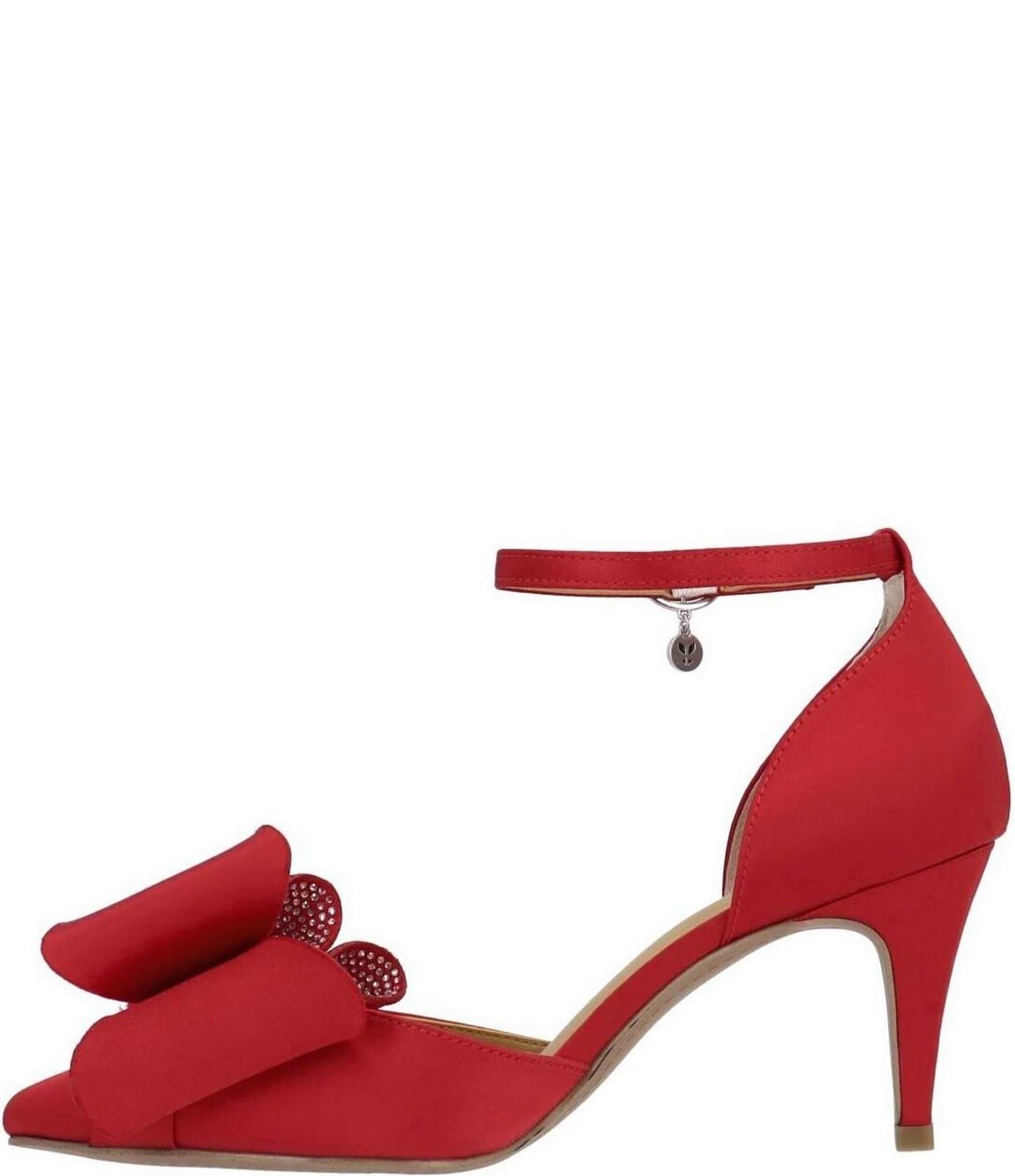 J. Renee Pammie Satin Ankle Strap Bow Pumps