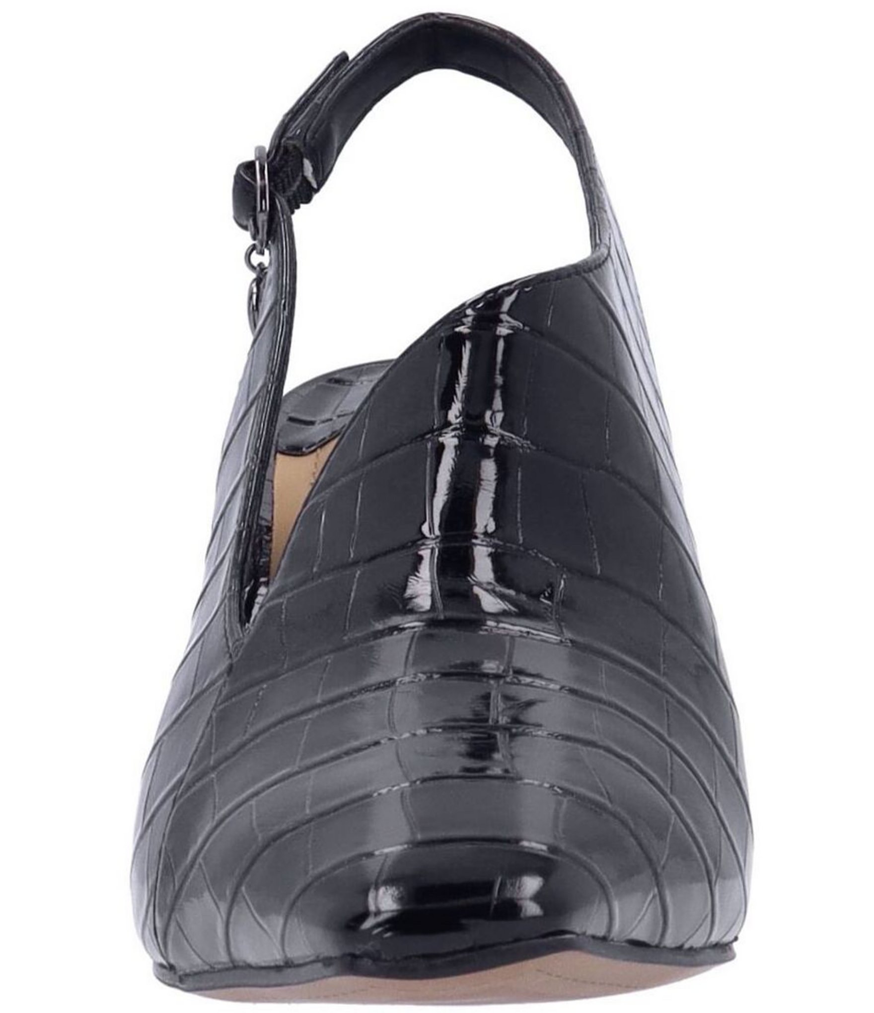 J. Renee Prissy Croco Embossed Patent Sling Shooties