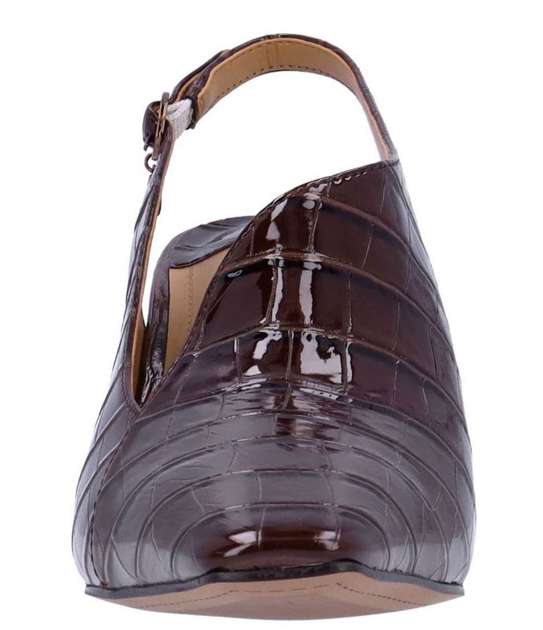 J. Renee Prissy Croco Embossed Patent Sling Shooties