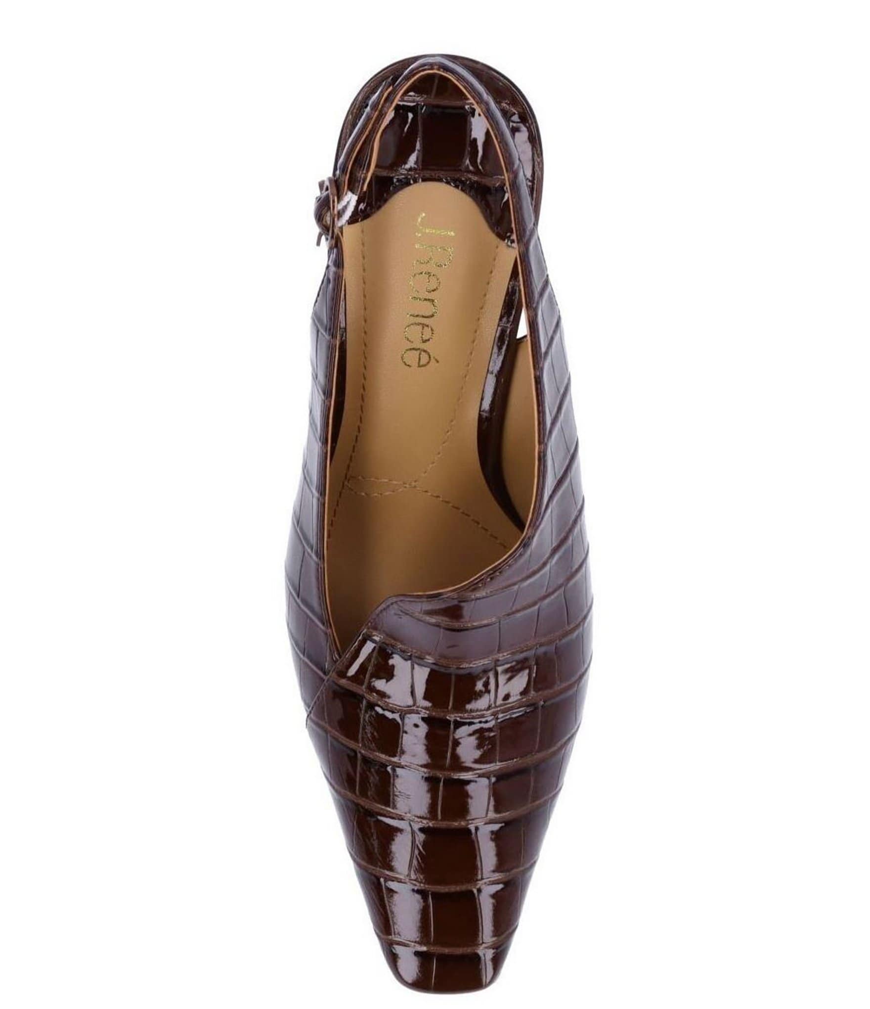 J. Renee Prissy Croco Embossed Patent Sling Shooties