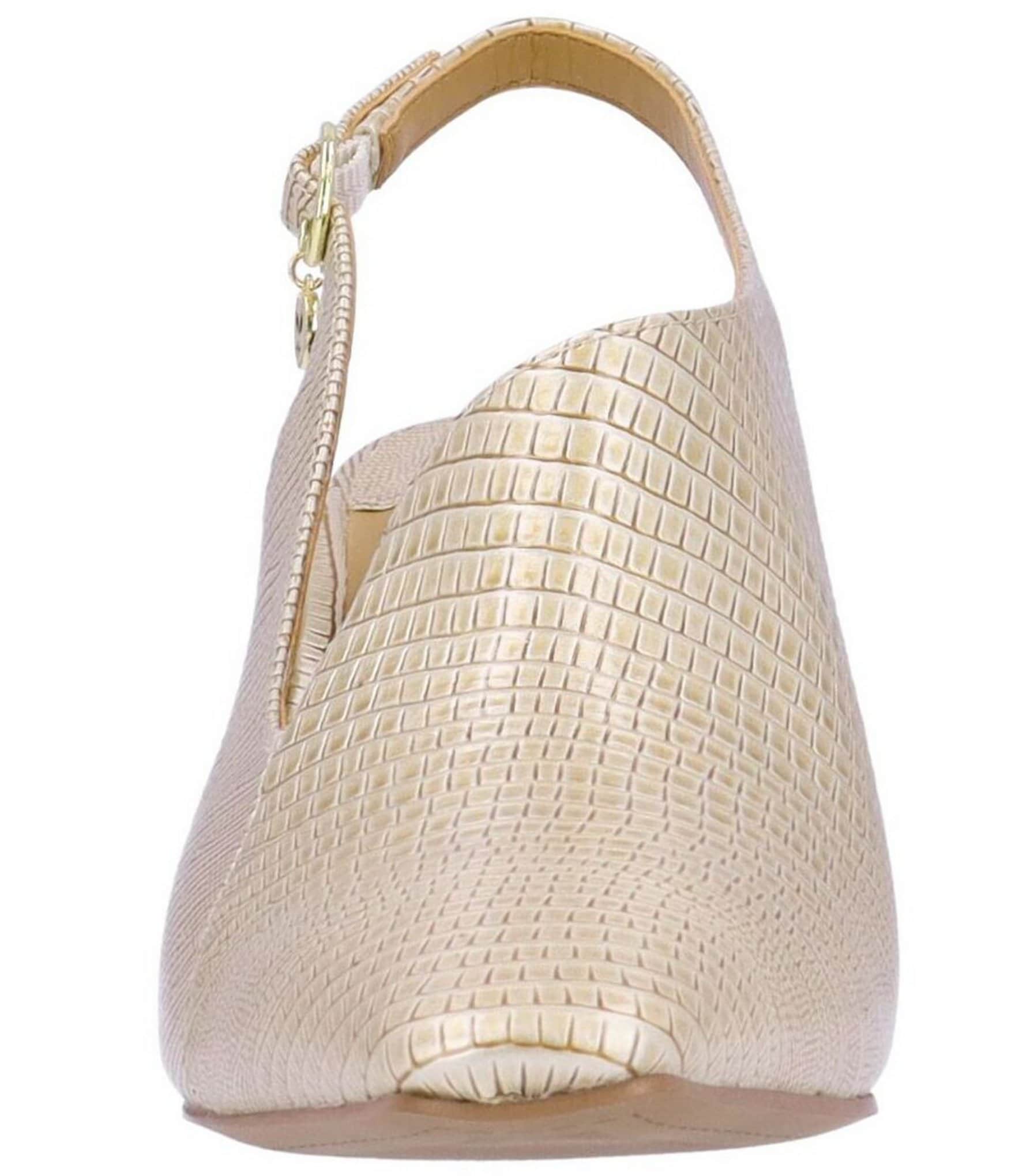 J. Renee Prissy Lizard Embossed Patent Slingback Shooties