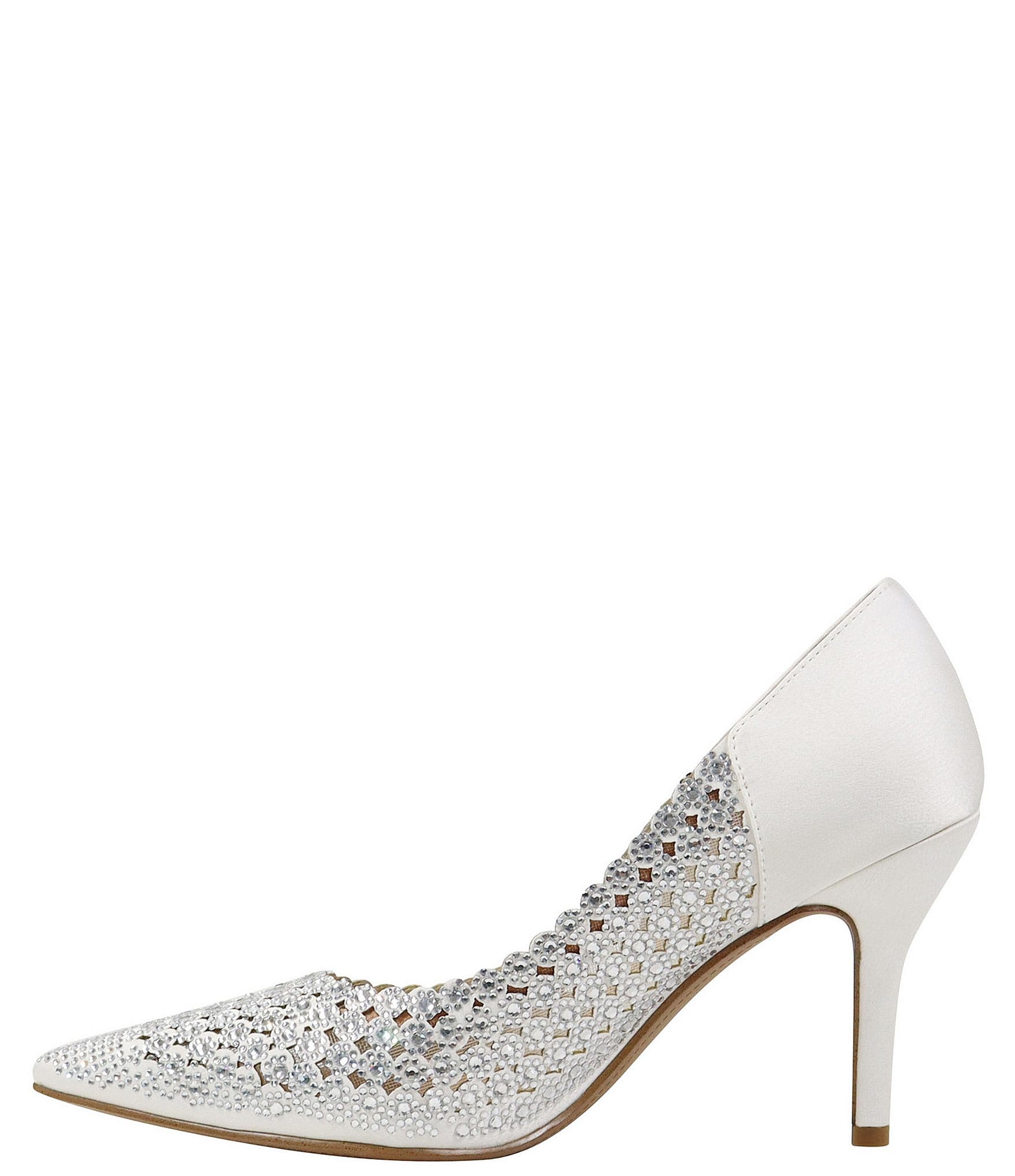 J. Renee Sesily Satin Rhinestone Embellished Pointed Toe Pumps