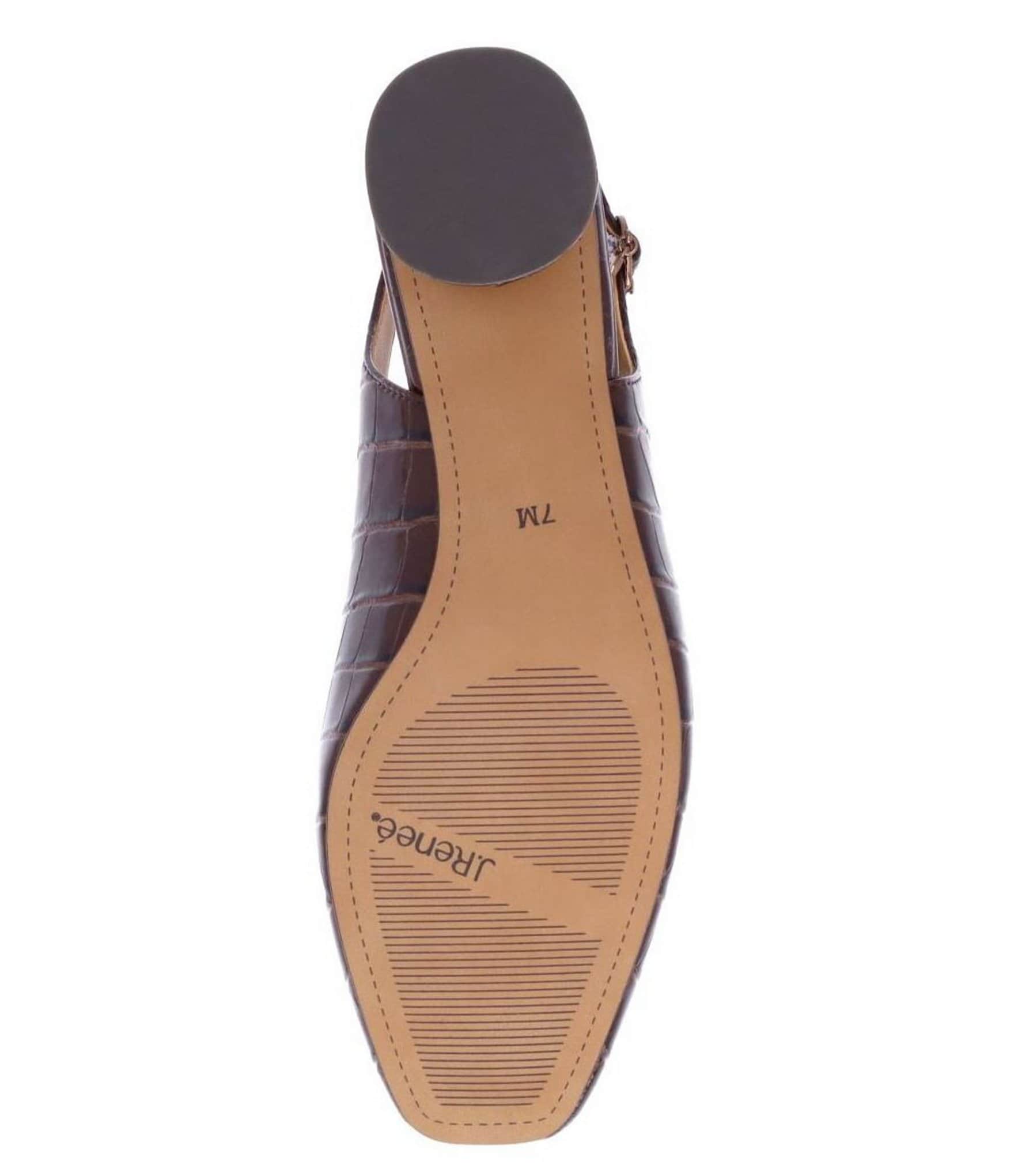 J. Renee Taveta Patent Croco Embossed Slingback Pumps