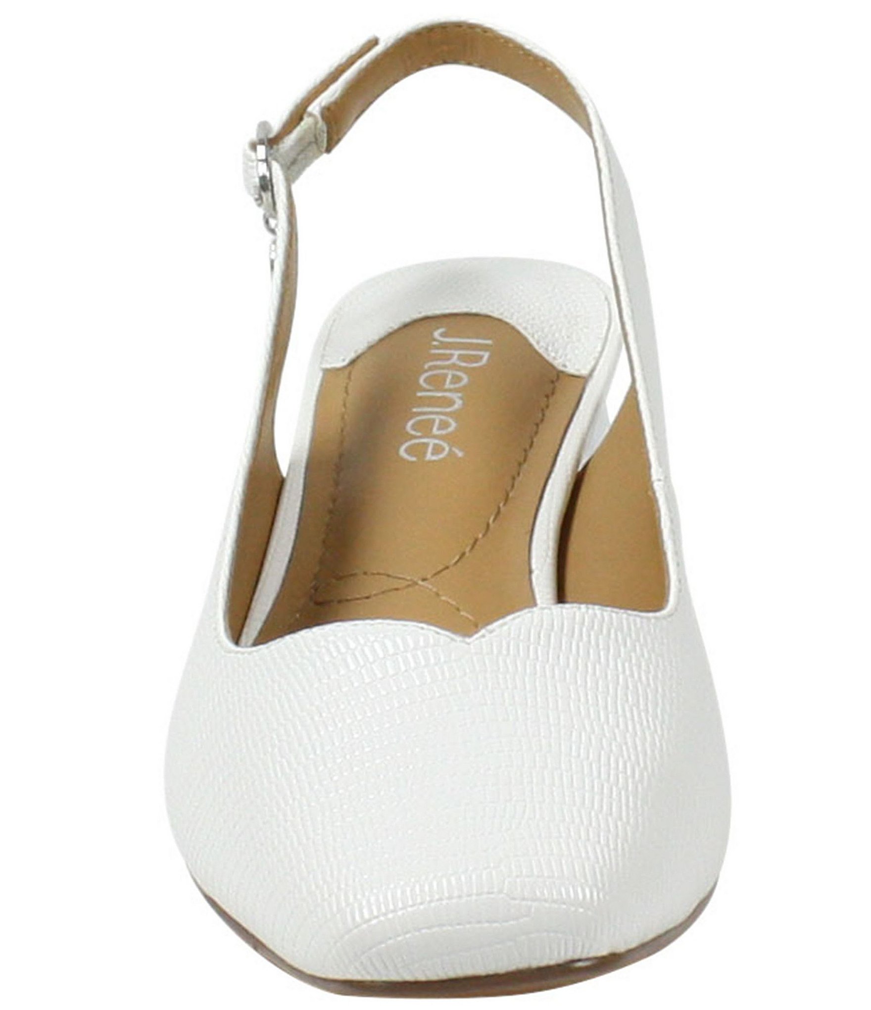 J. Renee Taveta Patent Lizard Embossed Slingback Block Heel Pumps