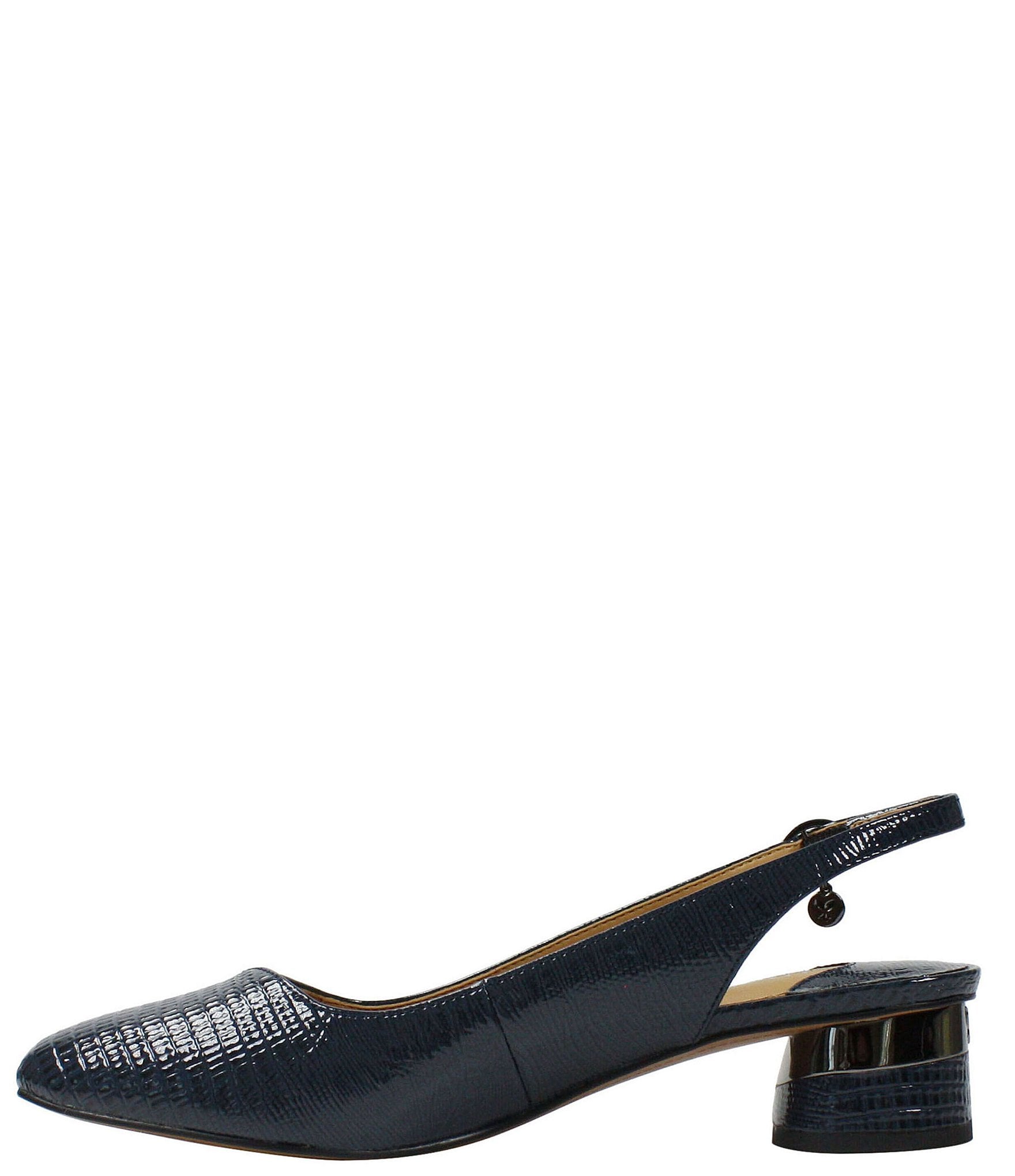 J. Renee Taveta Lizard Embossed Slingback Block Heel Pumps