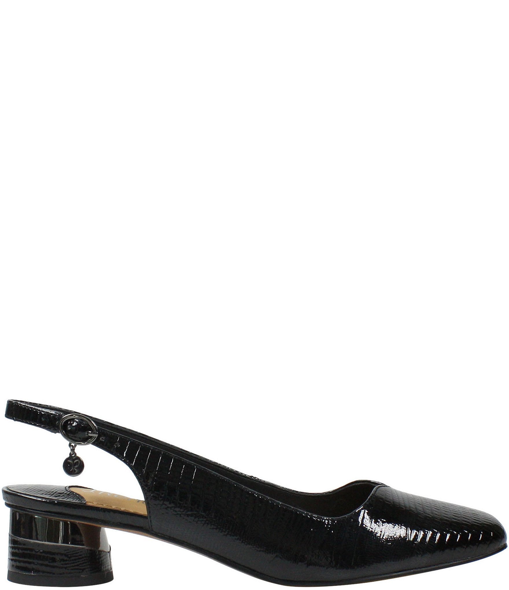 J. Renee Taveta Patent Lizard Embossed Slingback Block Heel Pumps