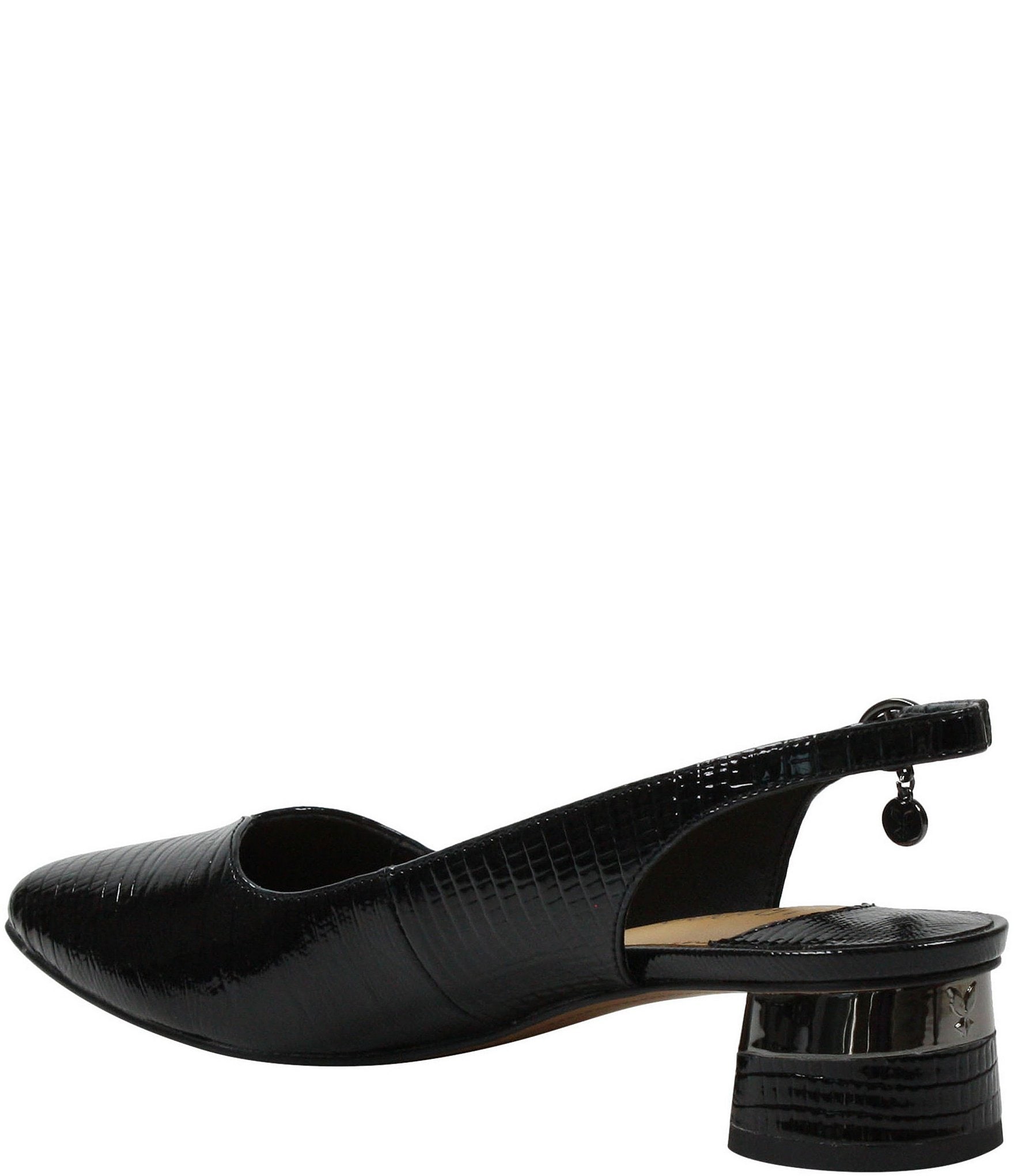J. Renee Taveta Patent Lizard Embossed Slingback Block Heel Pumps