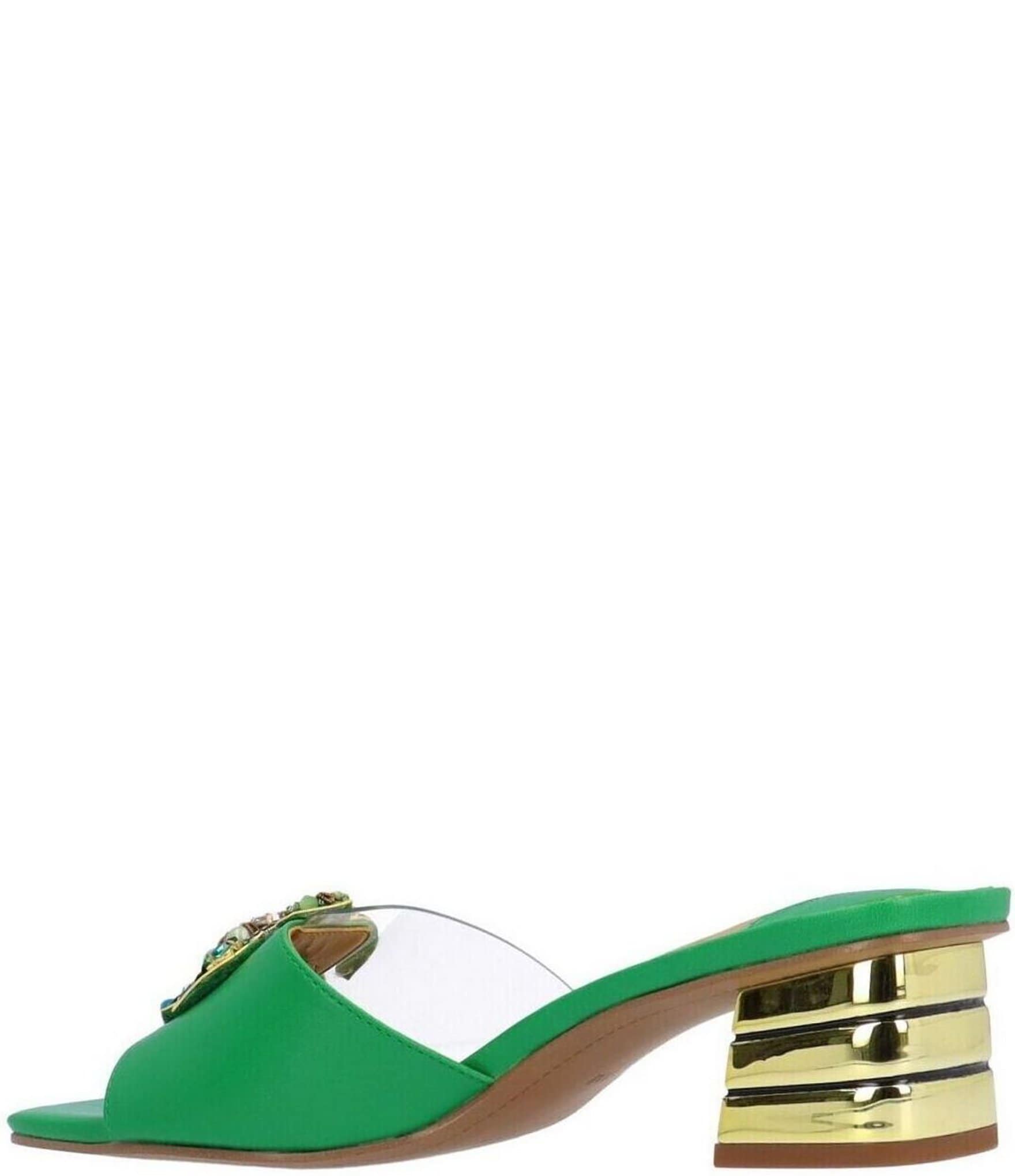 J. Renee Torti Clear Vinyl Turtle Ornament Dress Slide Sandals