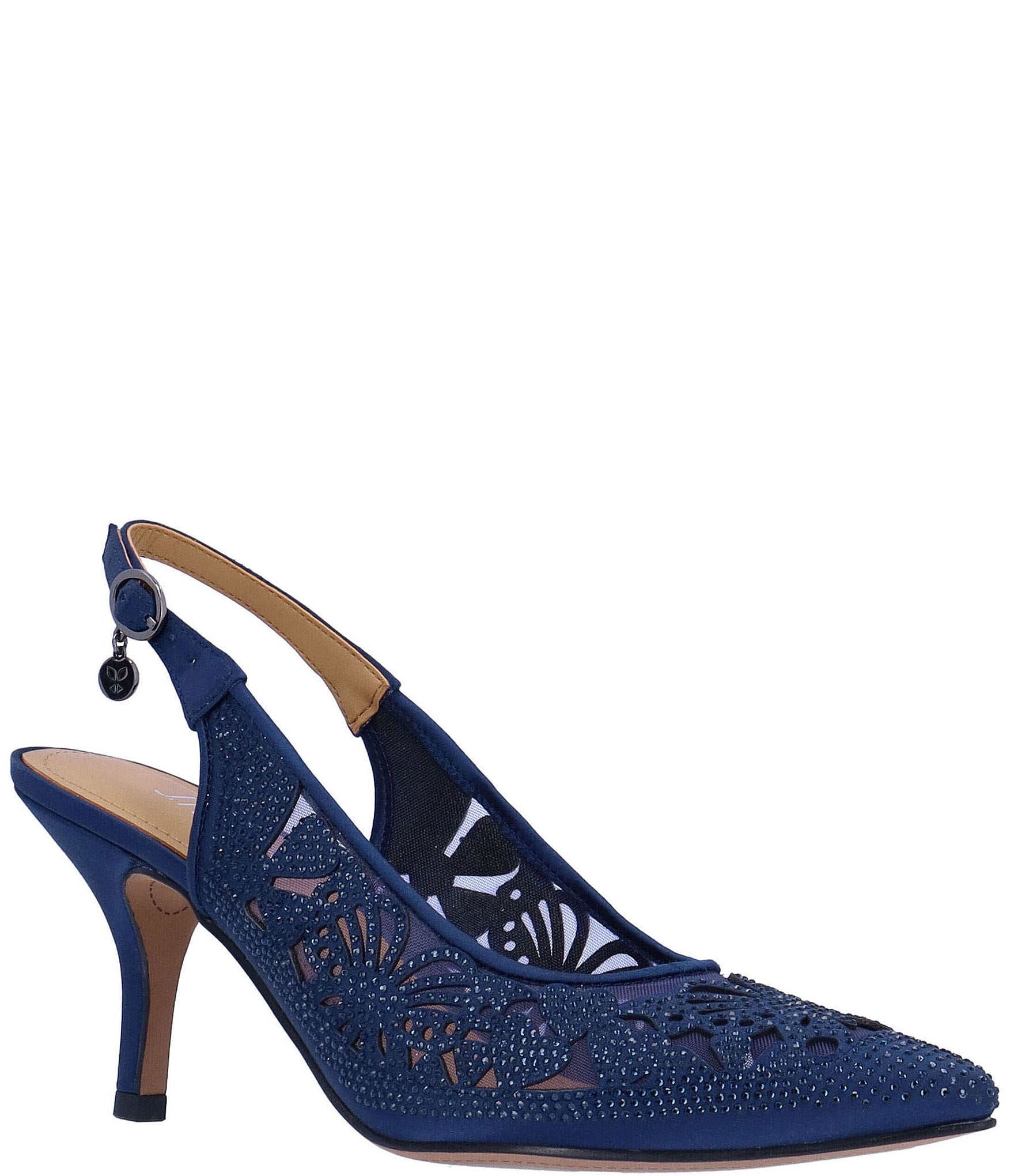 J. Renee Vanani Shantung Mesh Embellished Butterfly Slingback Pumps ...