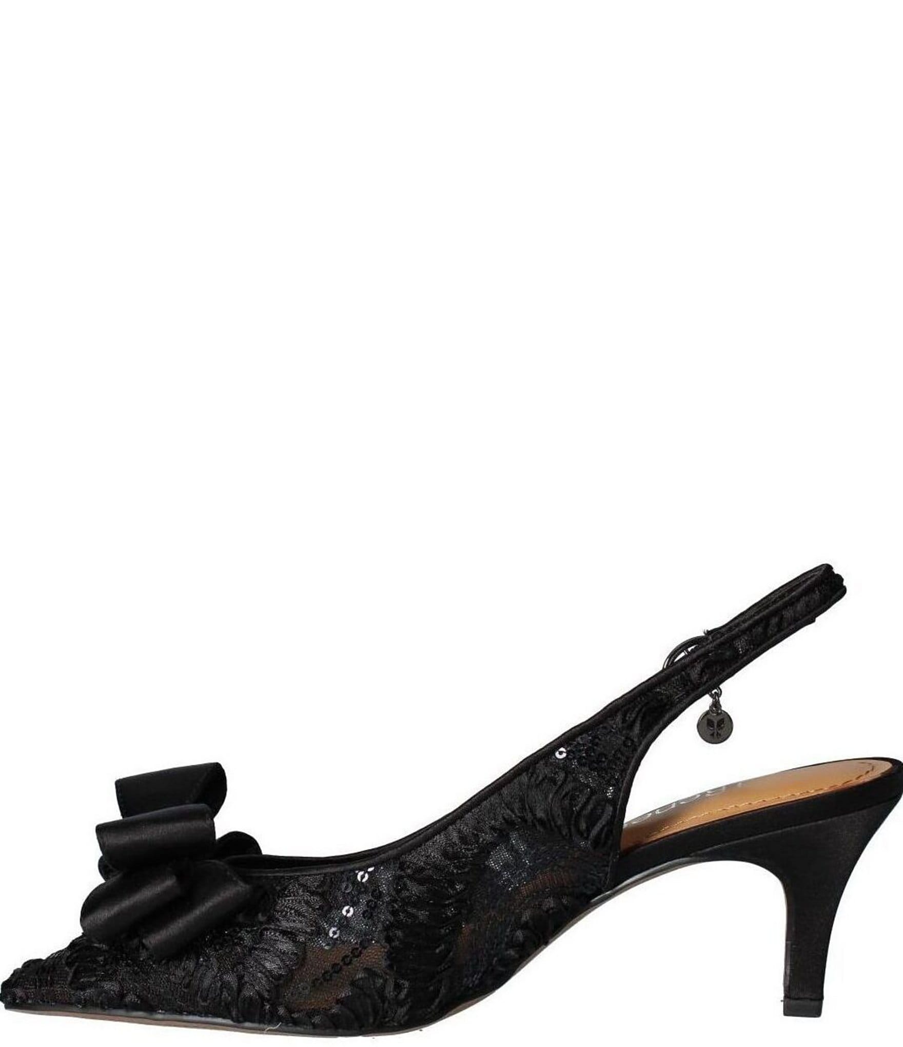 J. Renee Yazmine Fiesta Lace Satin Bow Sling Pumps