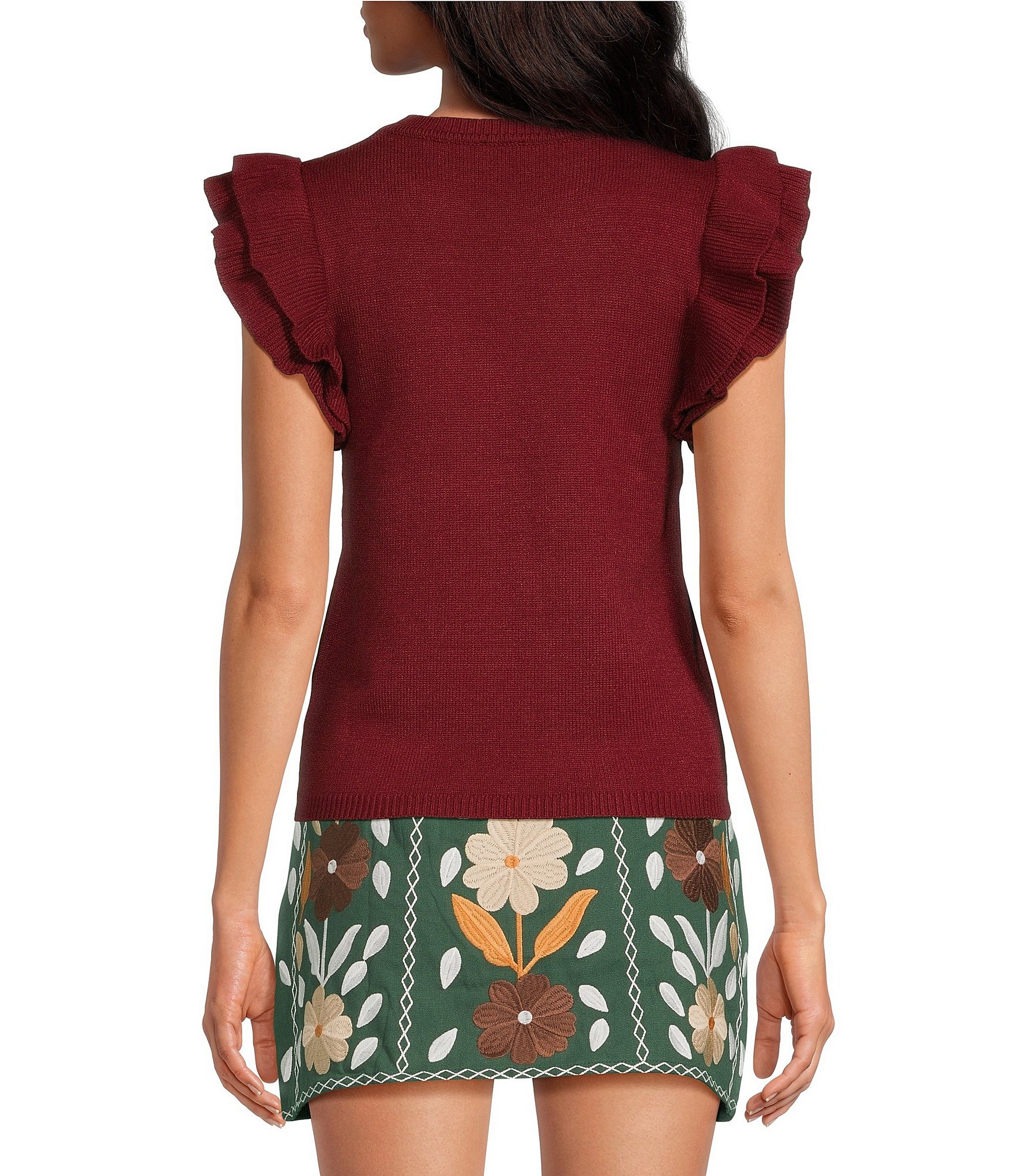 J.Marie Annie Ruffle Cap Sleeve Sweater