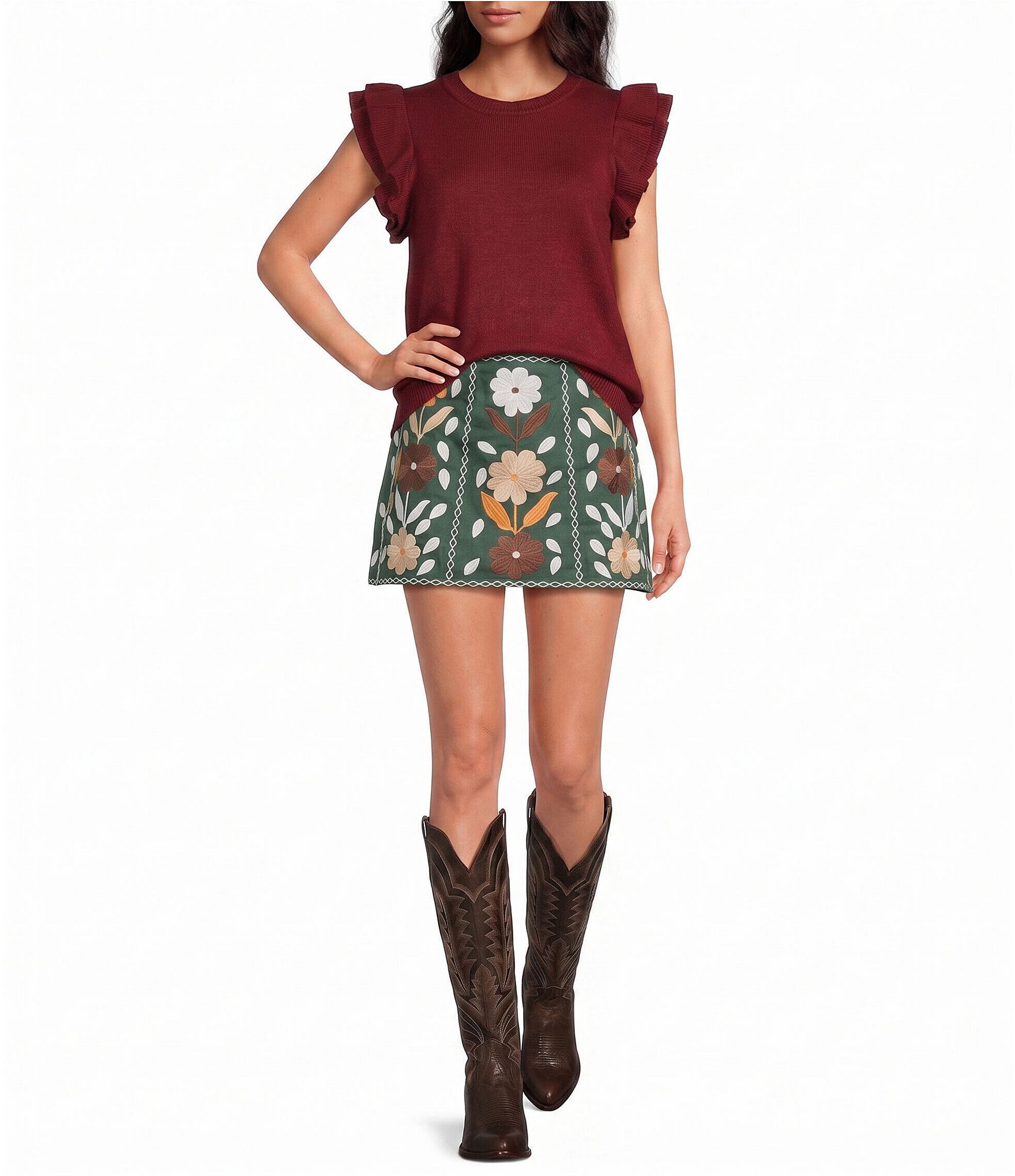 J.Marie Annie Ruffle Cap Sleeve Sweater