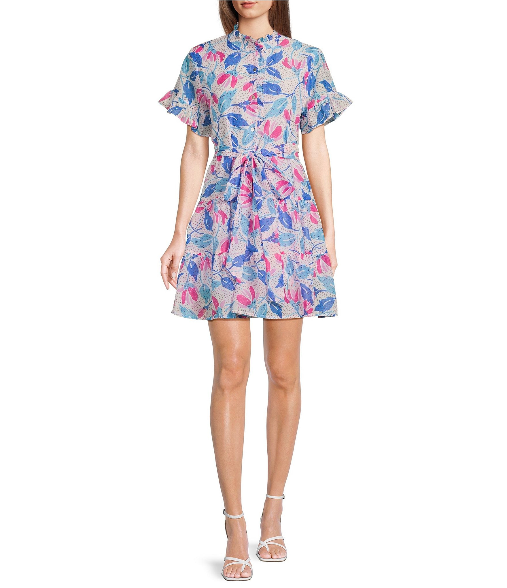 J.Marie Kenzie Rae Short Sleeve Button Front Shirt Dress | Dillard's