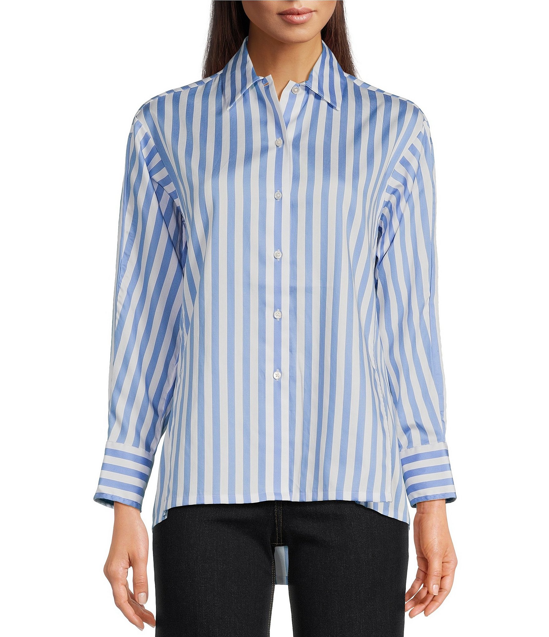 J. cheapest McLaughlin silk pleated front embroidered blouse