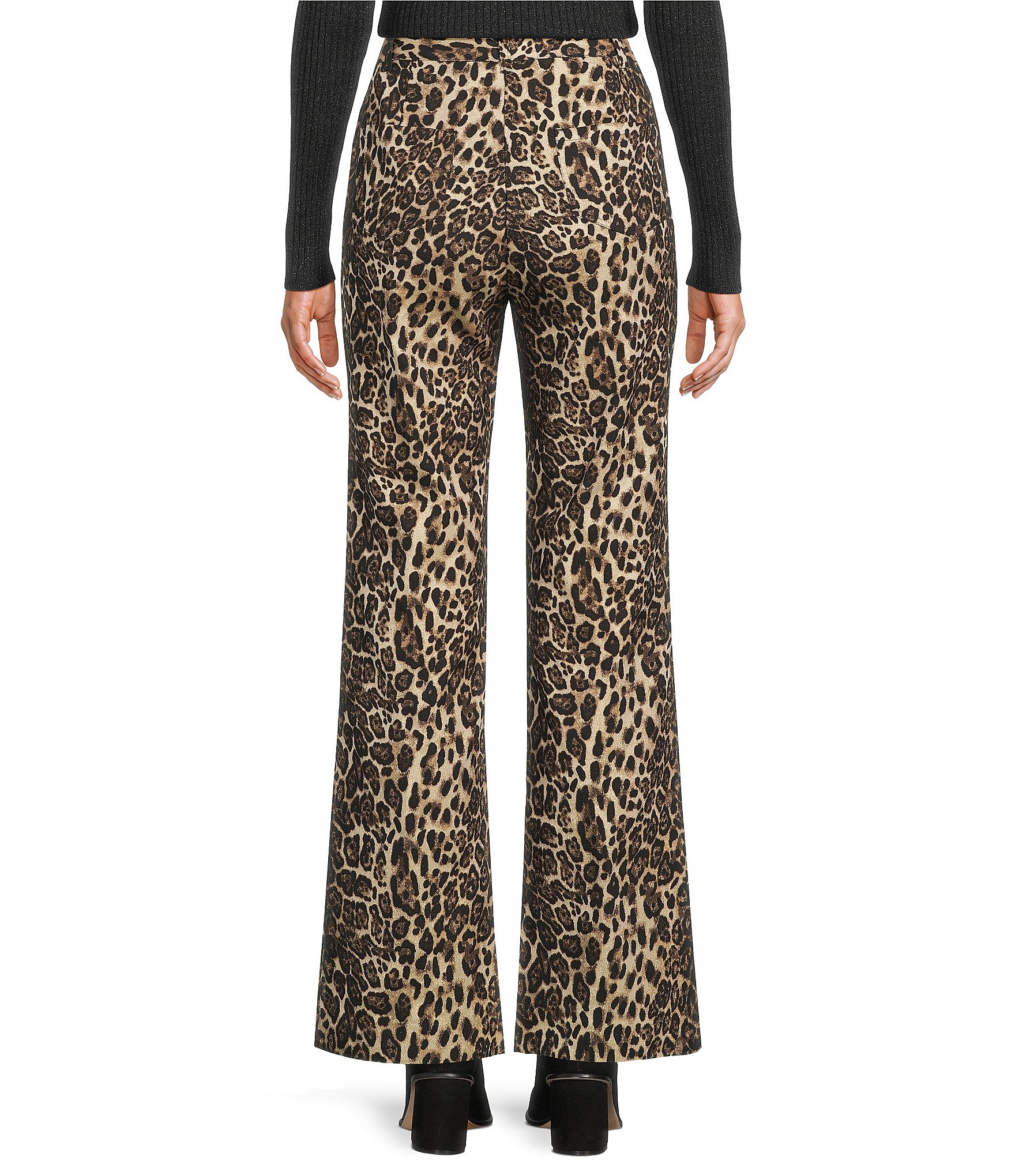 J.McLaughlin Dax Jacquard Animal Print Slim Bell Pants