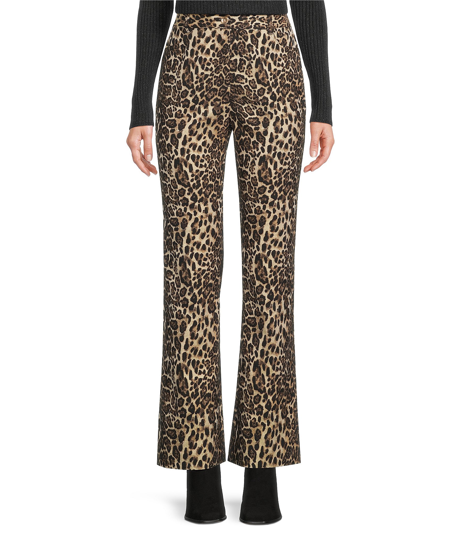 J.McLaughlin Dax Jacquard Animal Print Slim Bell Pants